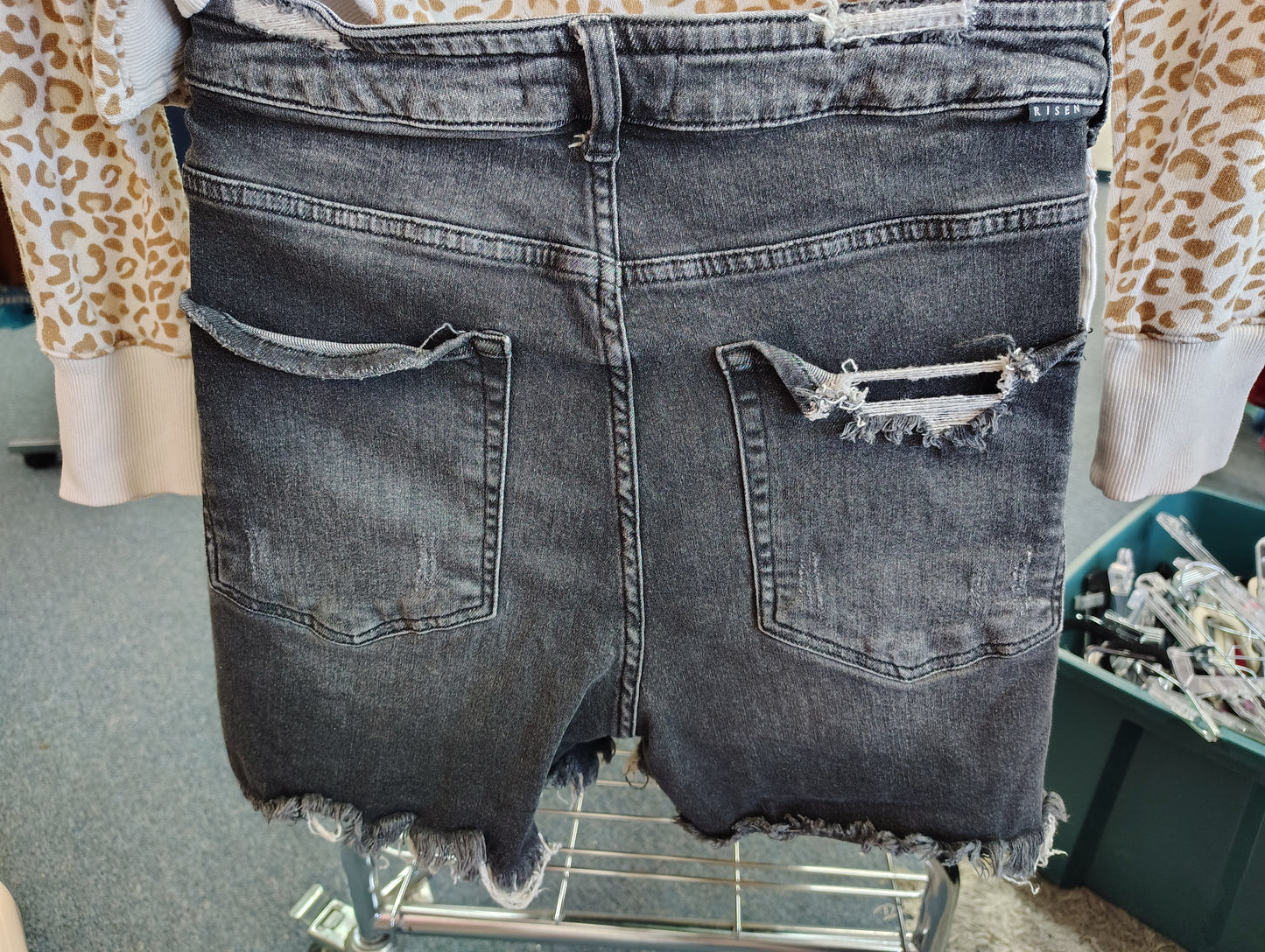 Risen black distressed denim shorts size 2x