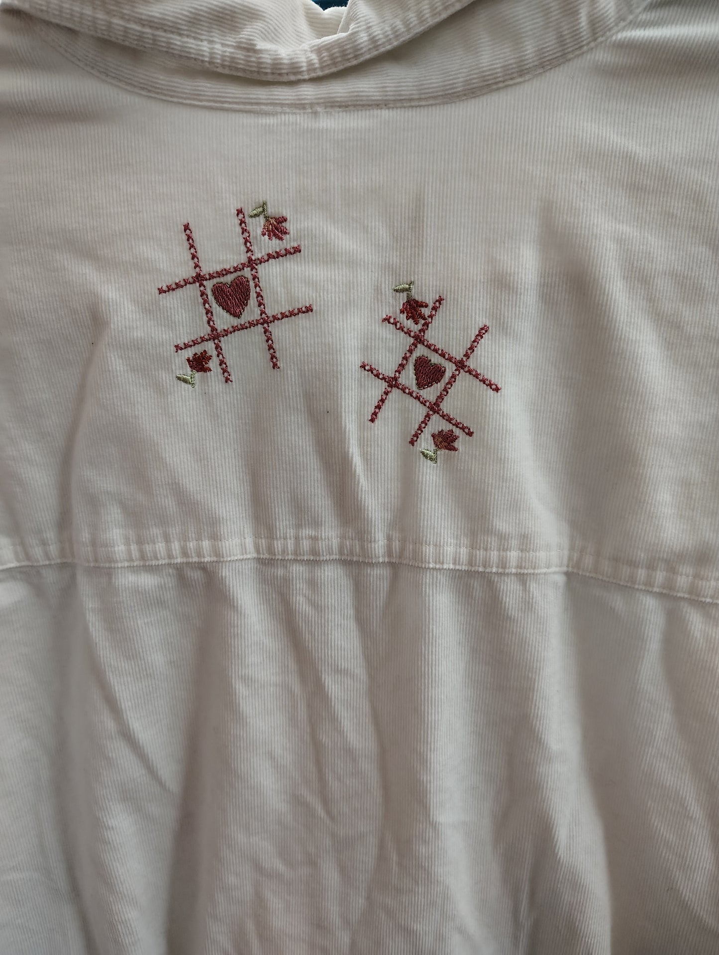 CJ Banks white corduroy button front top with embroidery size 3x