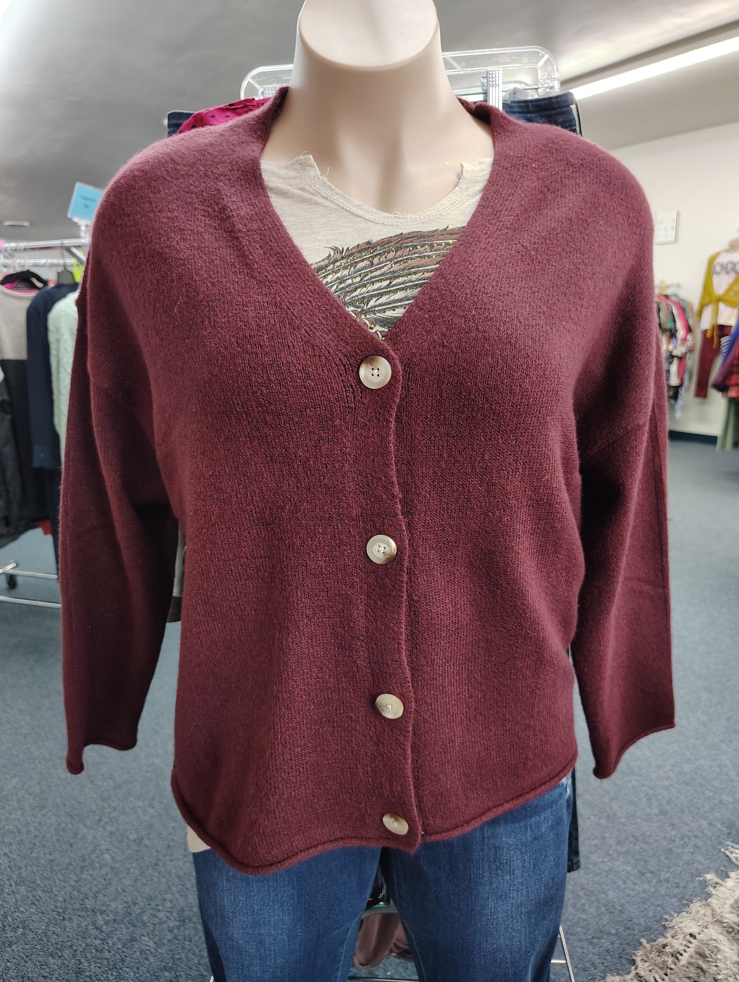 Member Mark maroon cardigan sweater size xxl