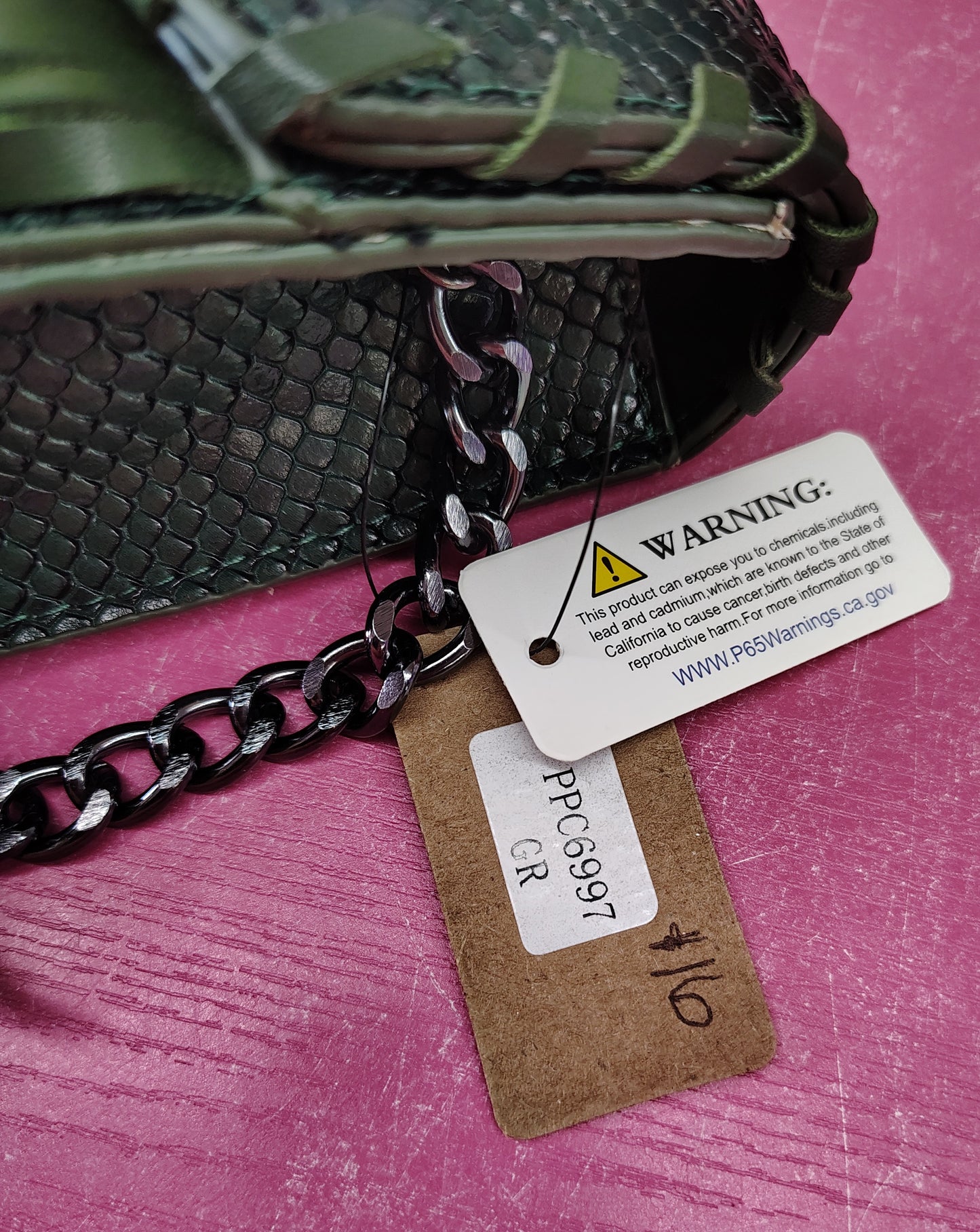 Green fringe animal print small handbag new