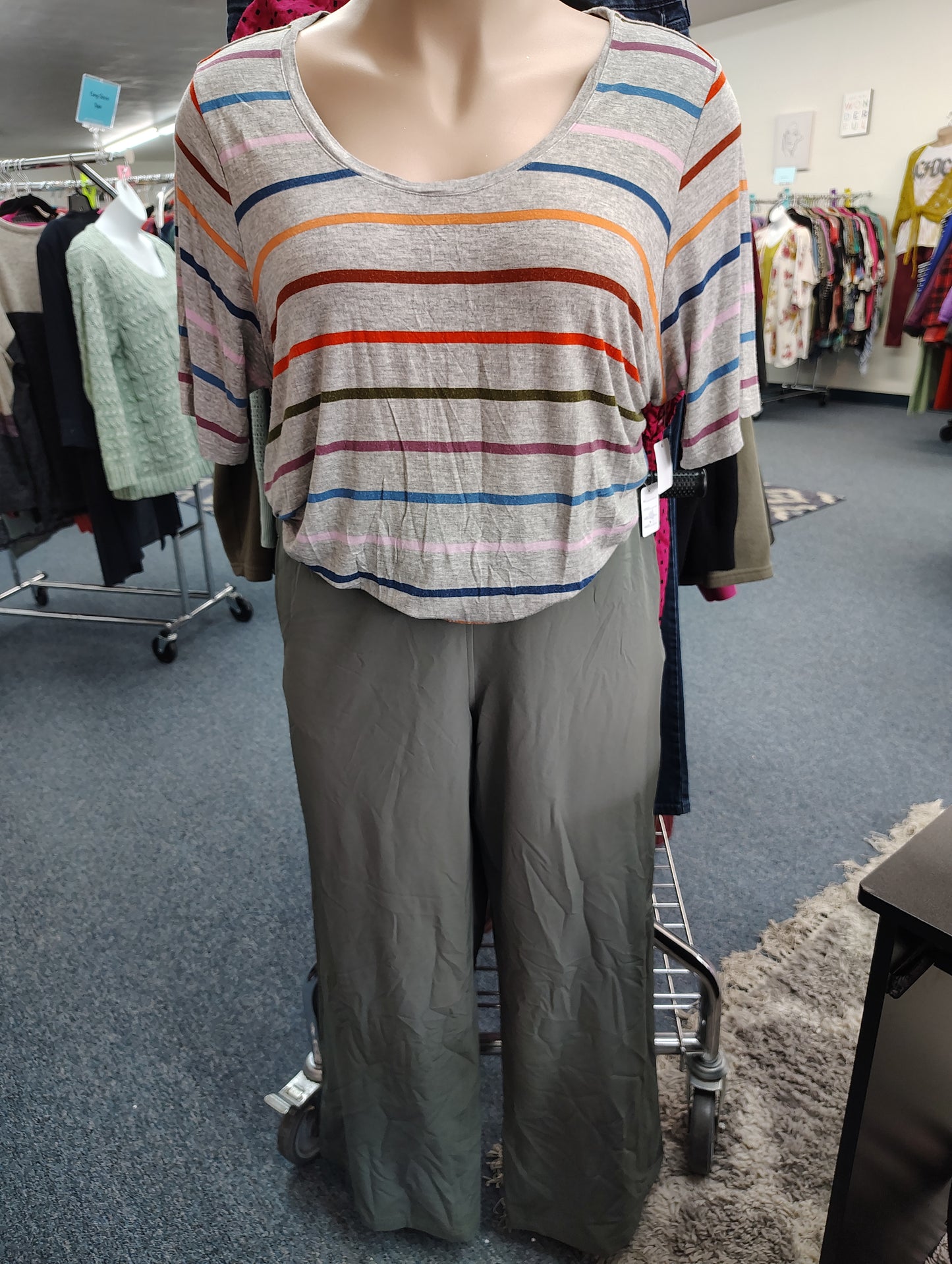 Maurices 24/7 striped gray tee size 2x