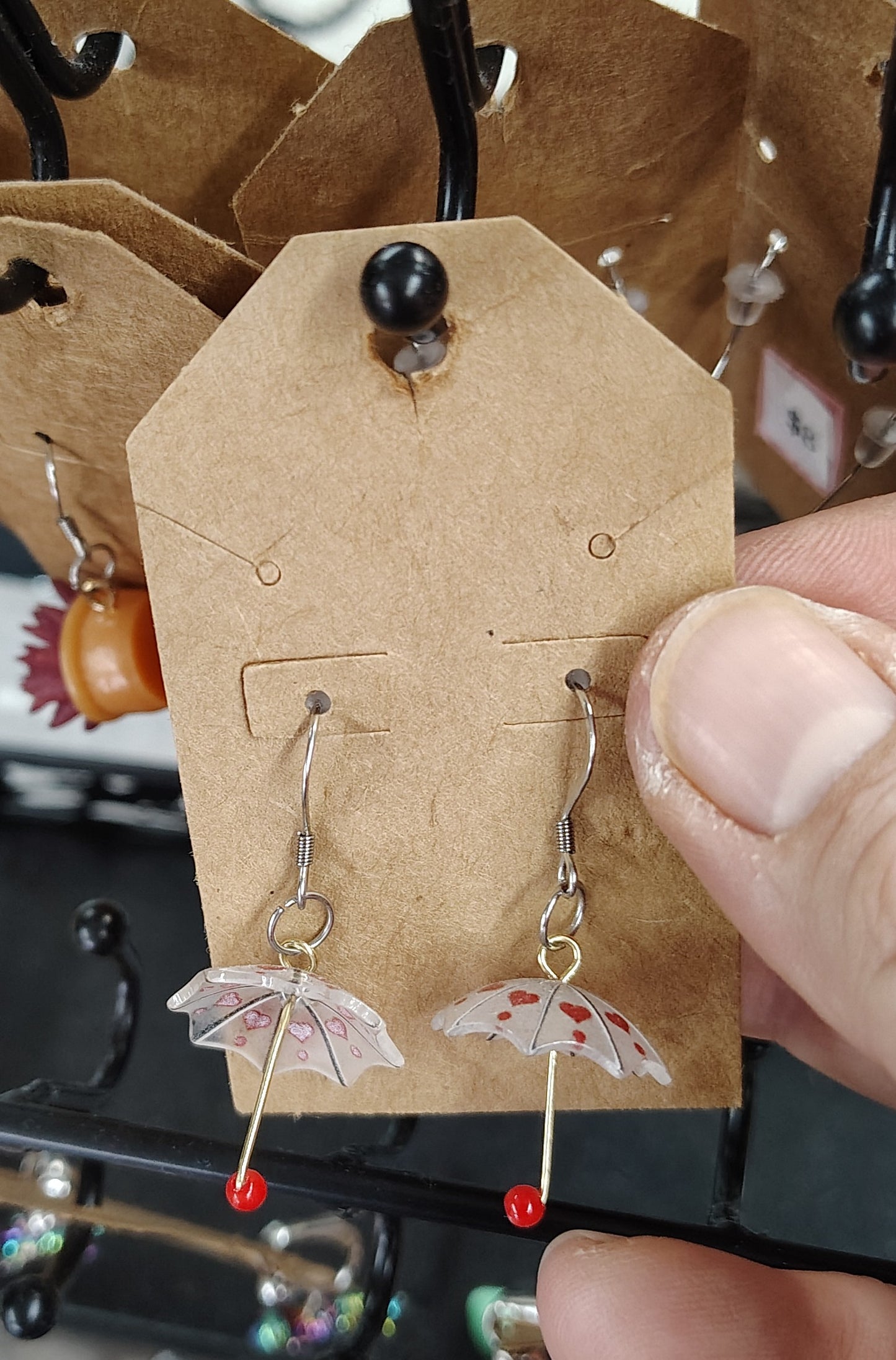 Delicate umbrella handmade dangle earrings