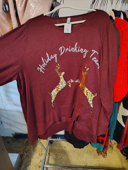 Sleep by Cacique soft Holiday Drinking Team reindeer top size 2x