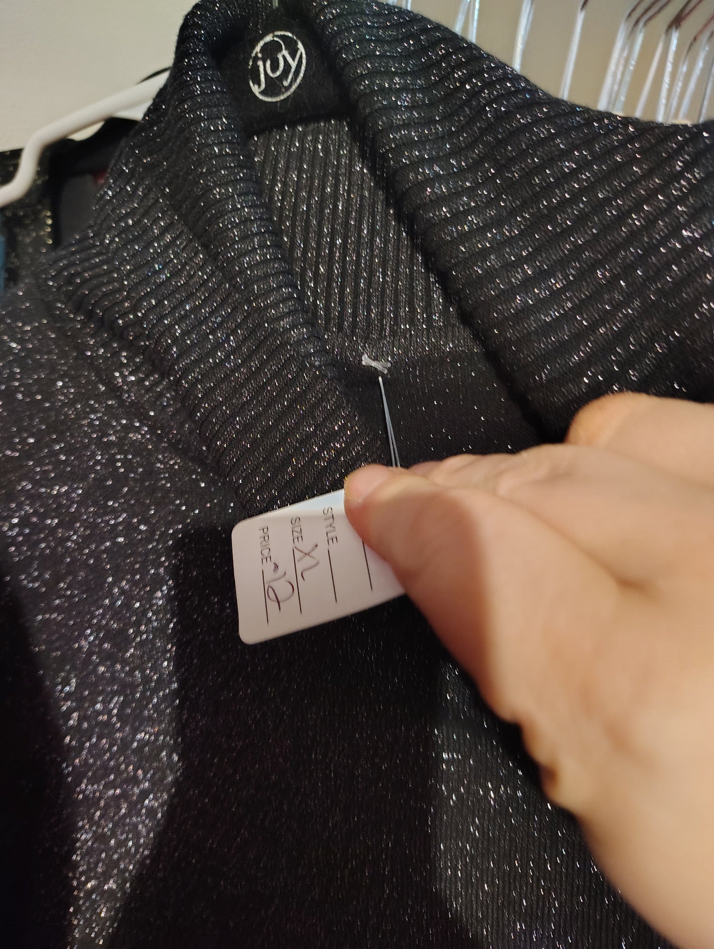 Black turtleneck glitter tunic sweater size XL