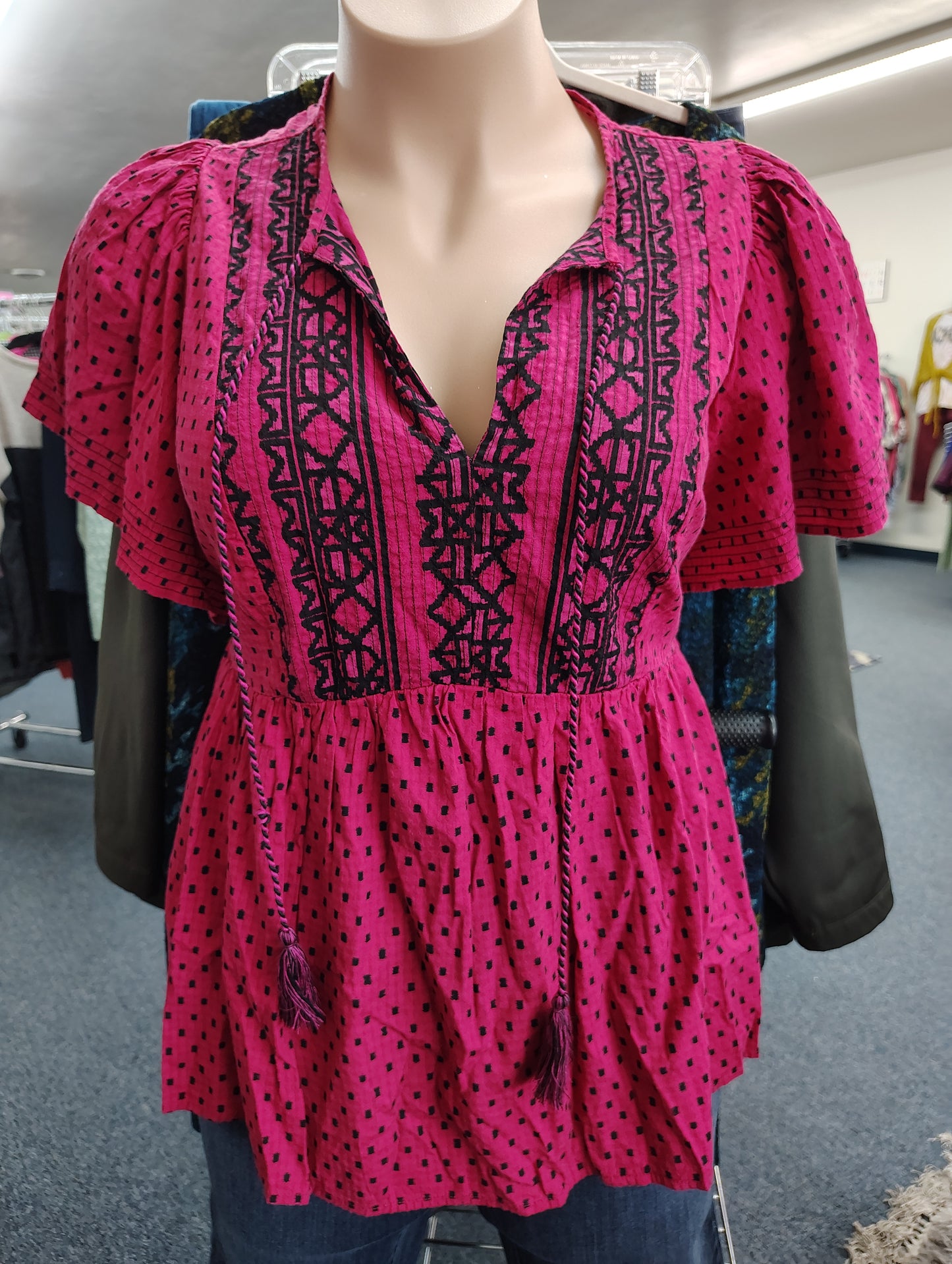 Knox Rose pink embroidered babydoll top xxl