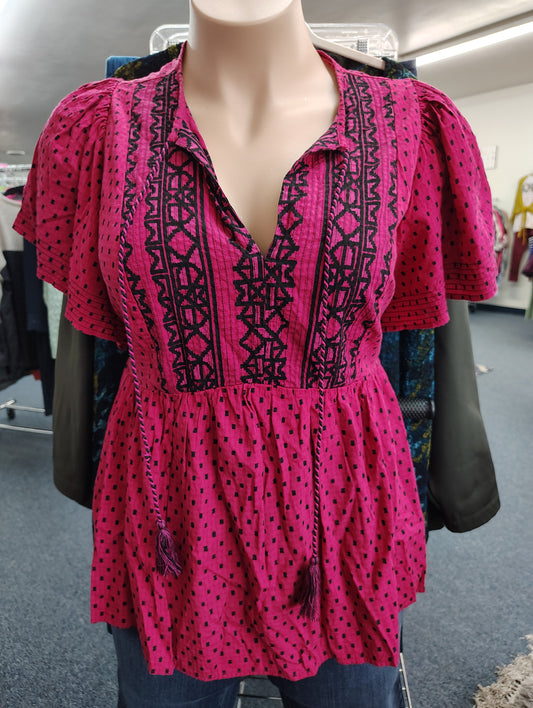 Knox Rose pink embroidered babydoll top xxl