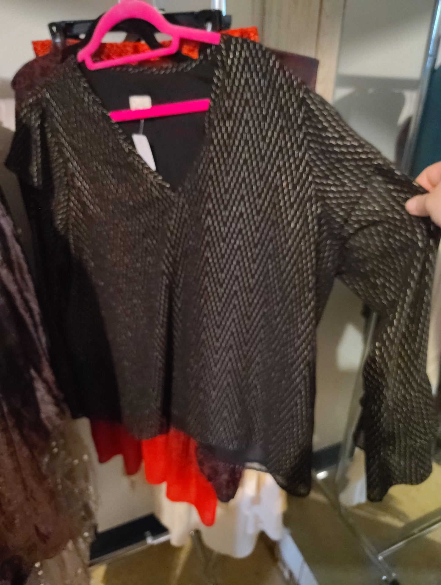 a new day black and gold flecked dressy top size XXL