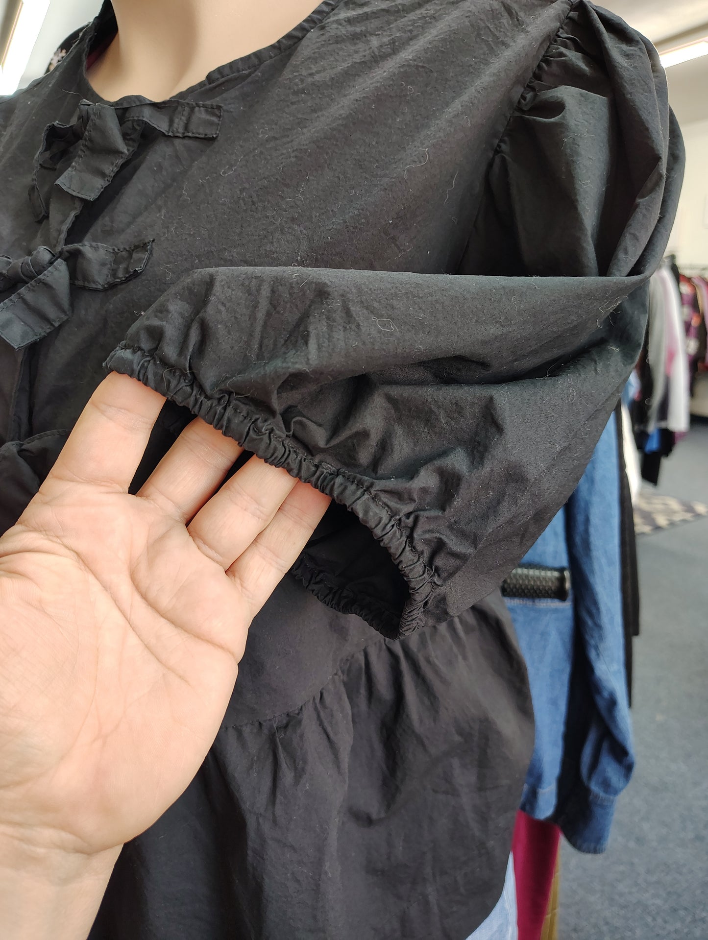 Velvet Heart black bow front babydoll top 2x