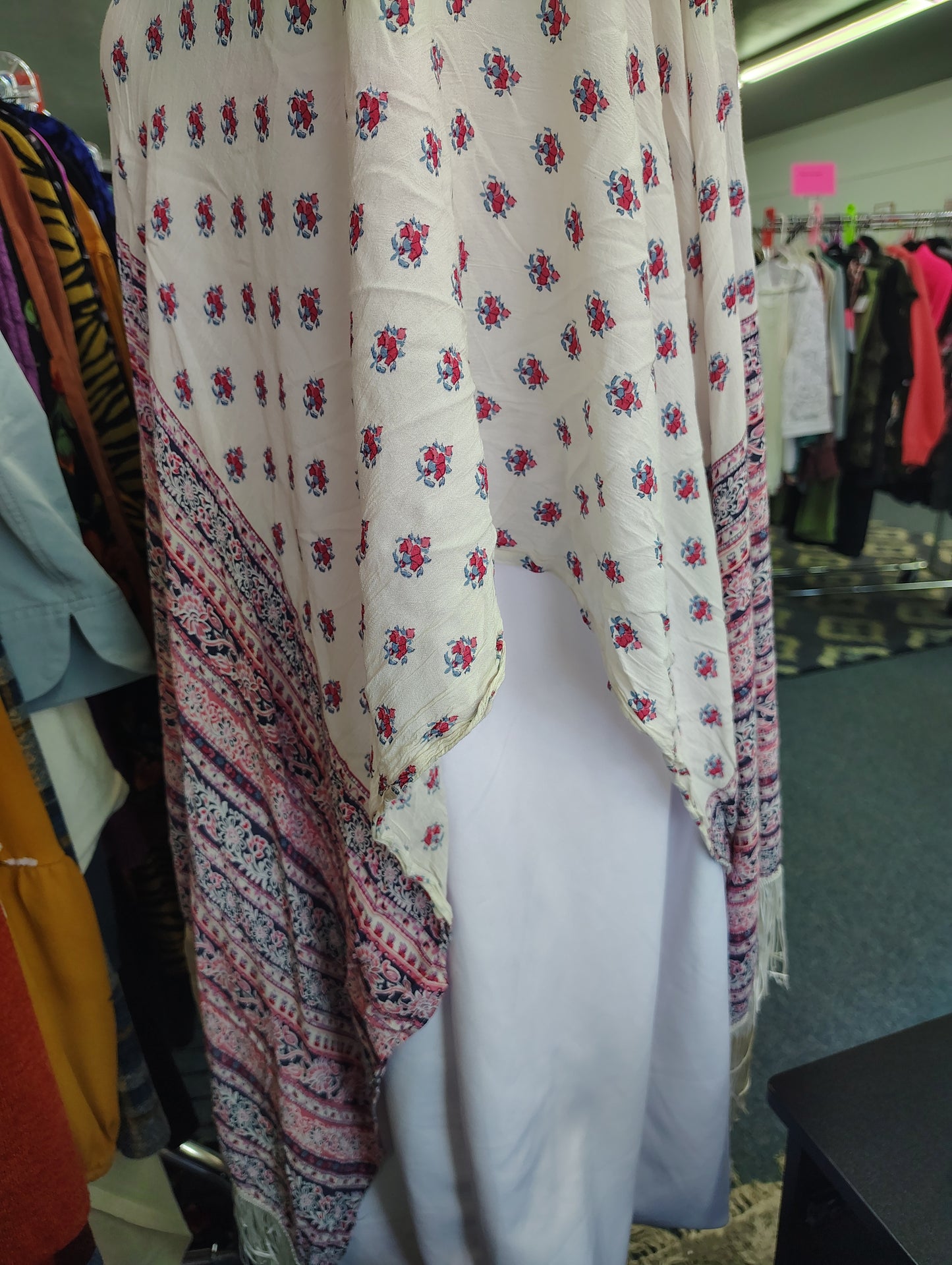 Fringe open front kimono one size