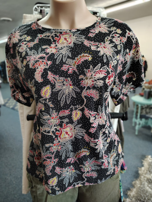 Cato black floral top size 1x