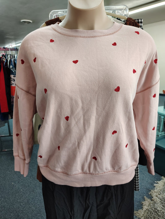 Maurices light pink heart print sweatshirt size xxl