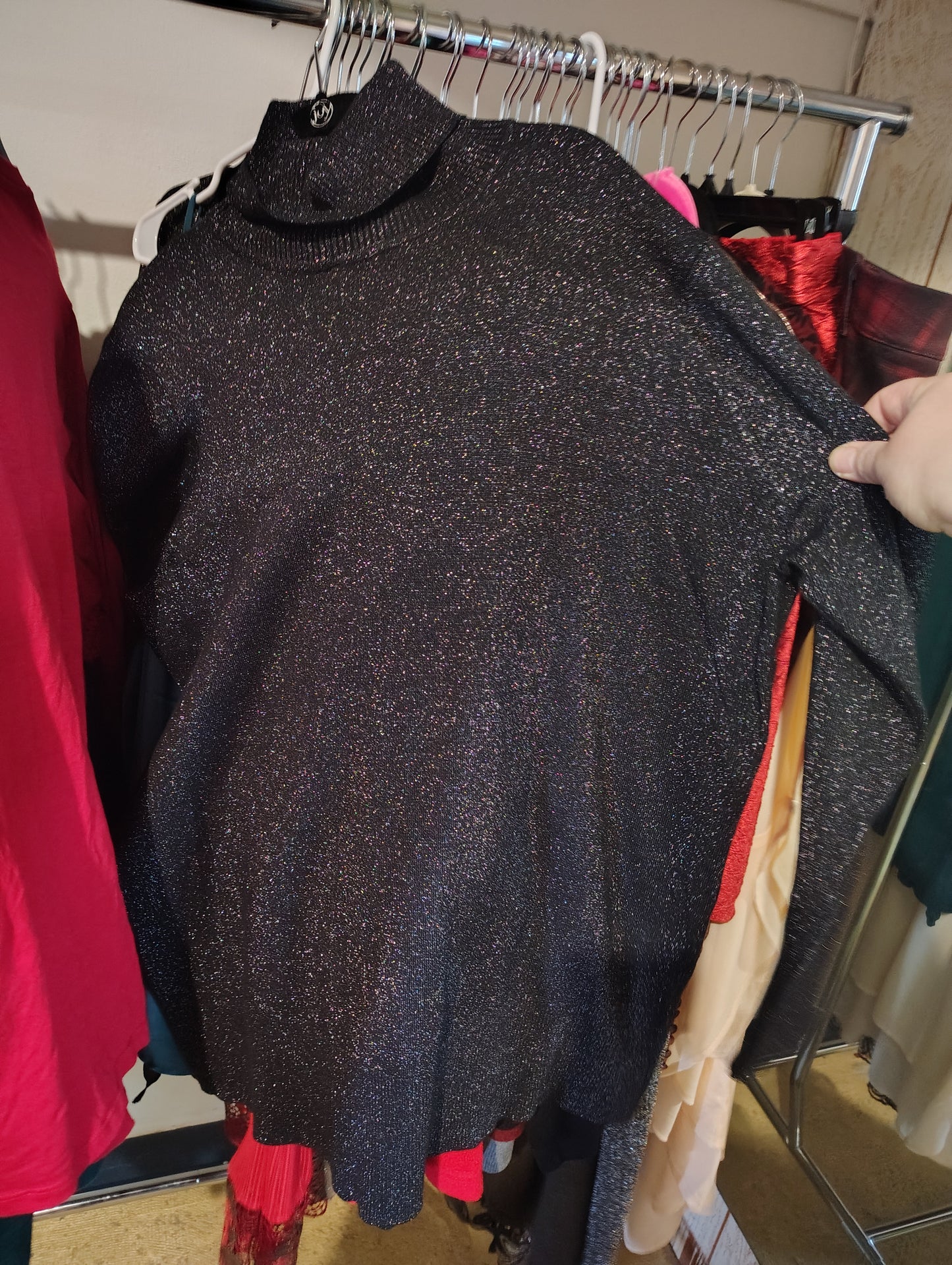 Black turtleneck glitter tunic sweater size XL