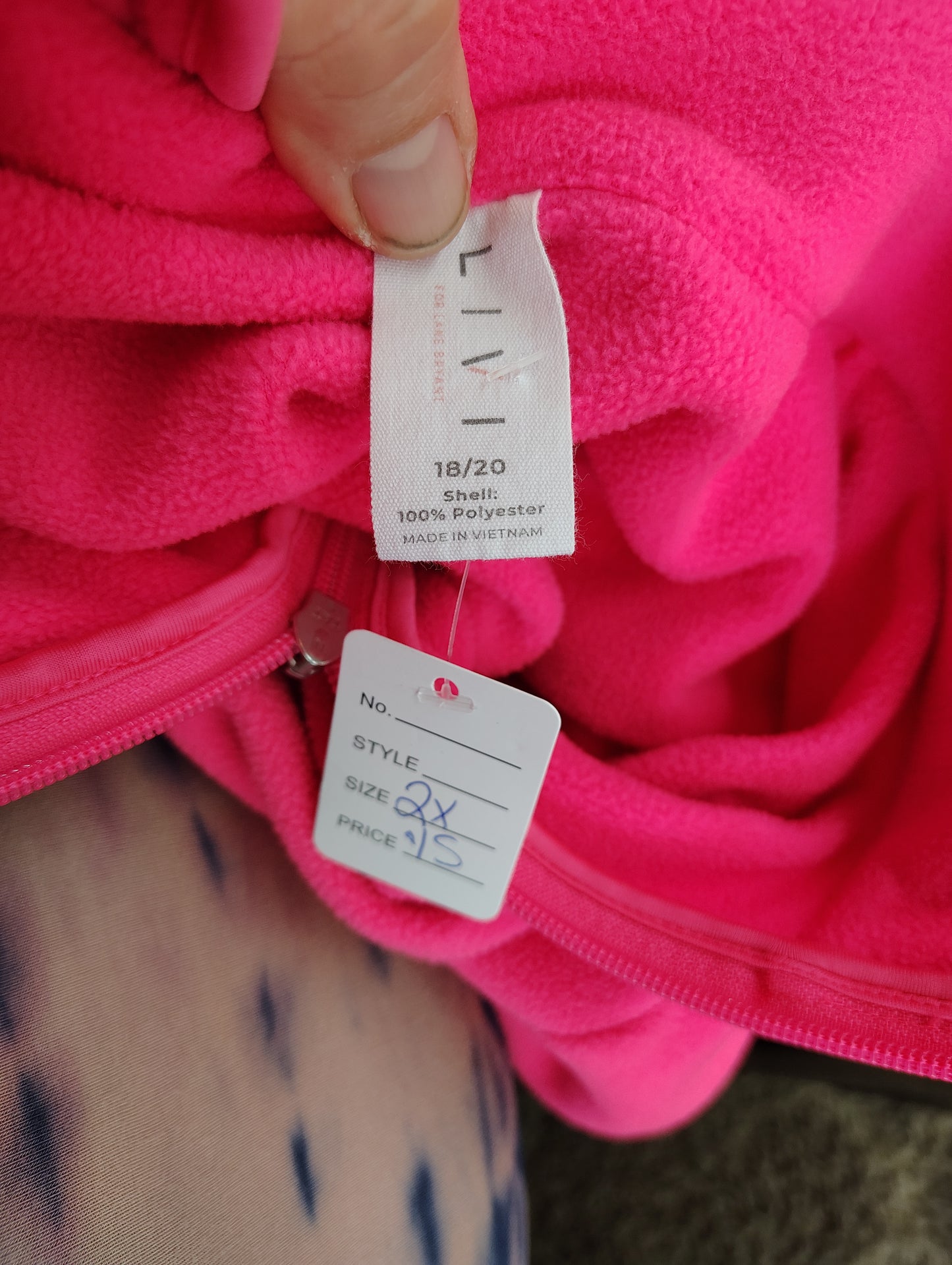 Livi Active pink fleece half zip sweatshirt jacket size 18/20 2x