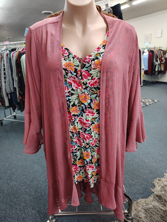 Torrid pink chiffon long duster kimono size 5x
