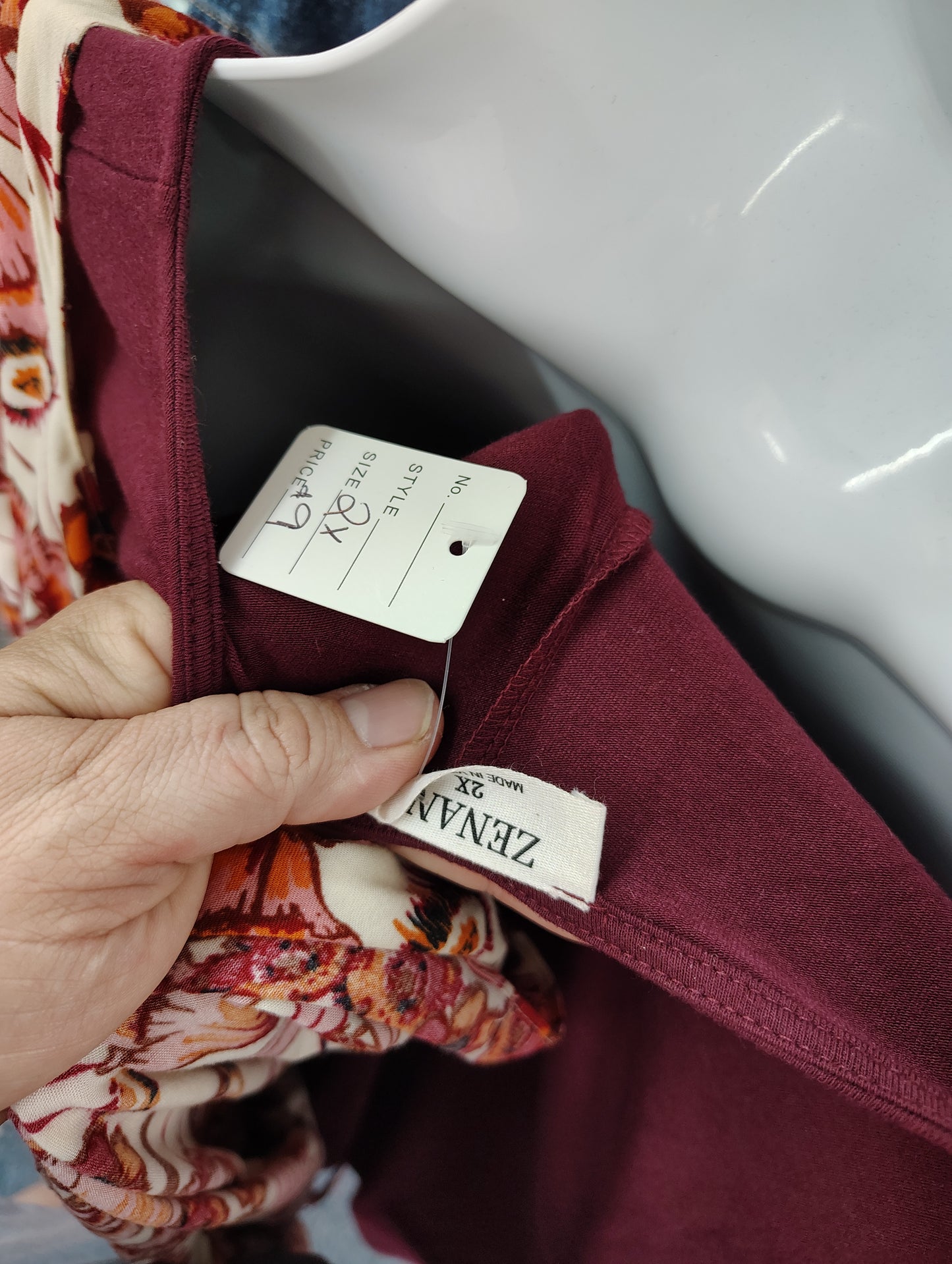 Zenana maroon henley soft top size 2x