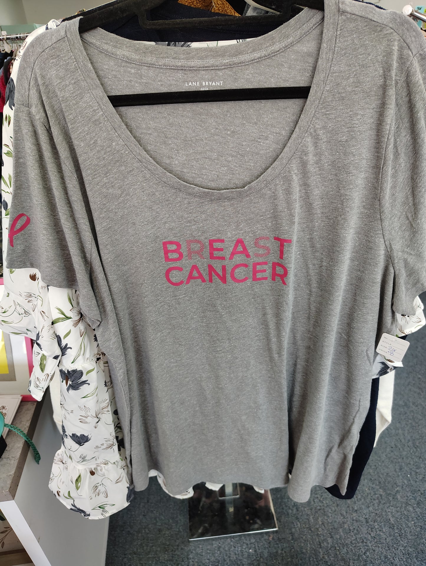 Lane Bryant gray Breast Cancer Awareness tee size 3x