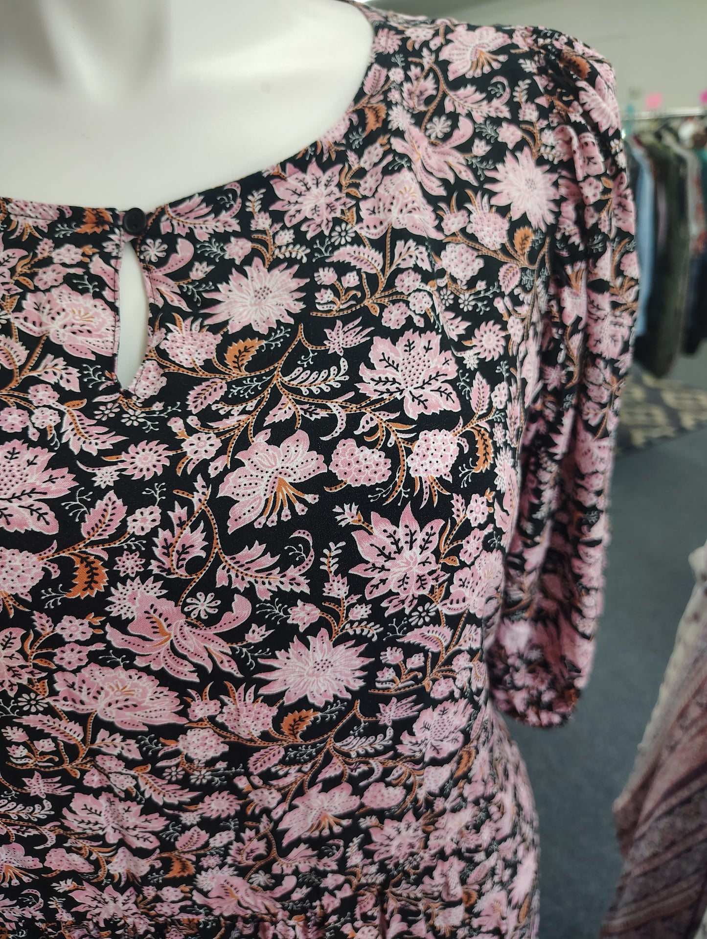 Ellos pink floral short sleeve dress size 1x 14