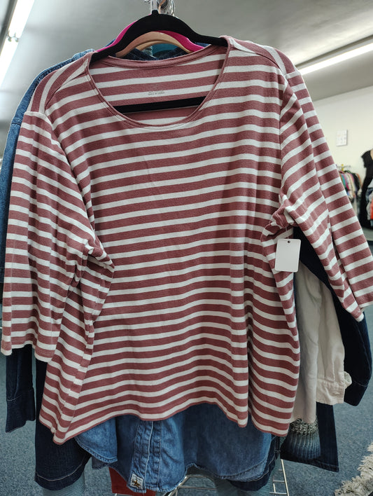 CJ Banks red and white striped top 2x