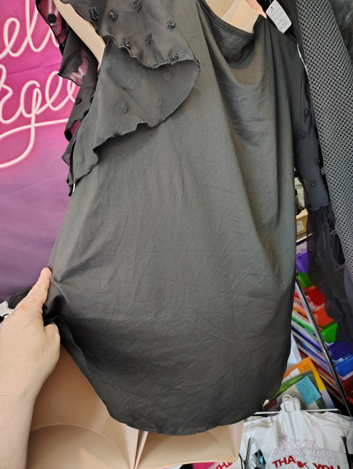 Black flutter sleeve witchy top size 2x