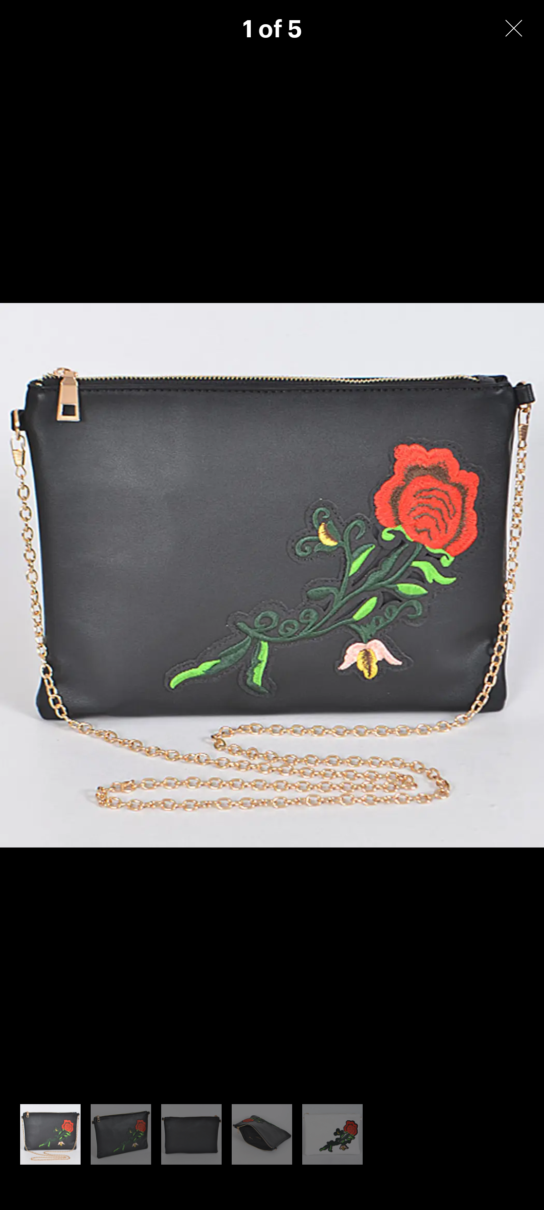 Black rose new clutch bag zip top chain strap