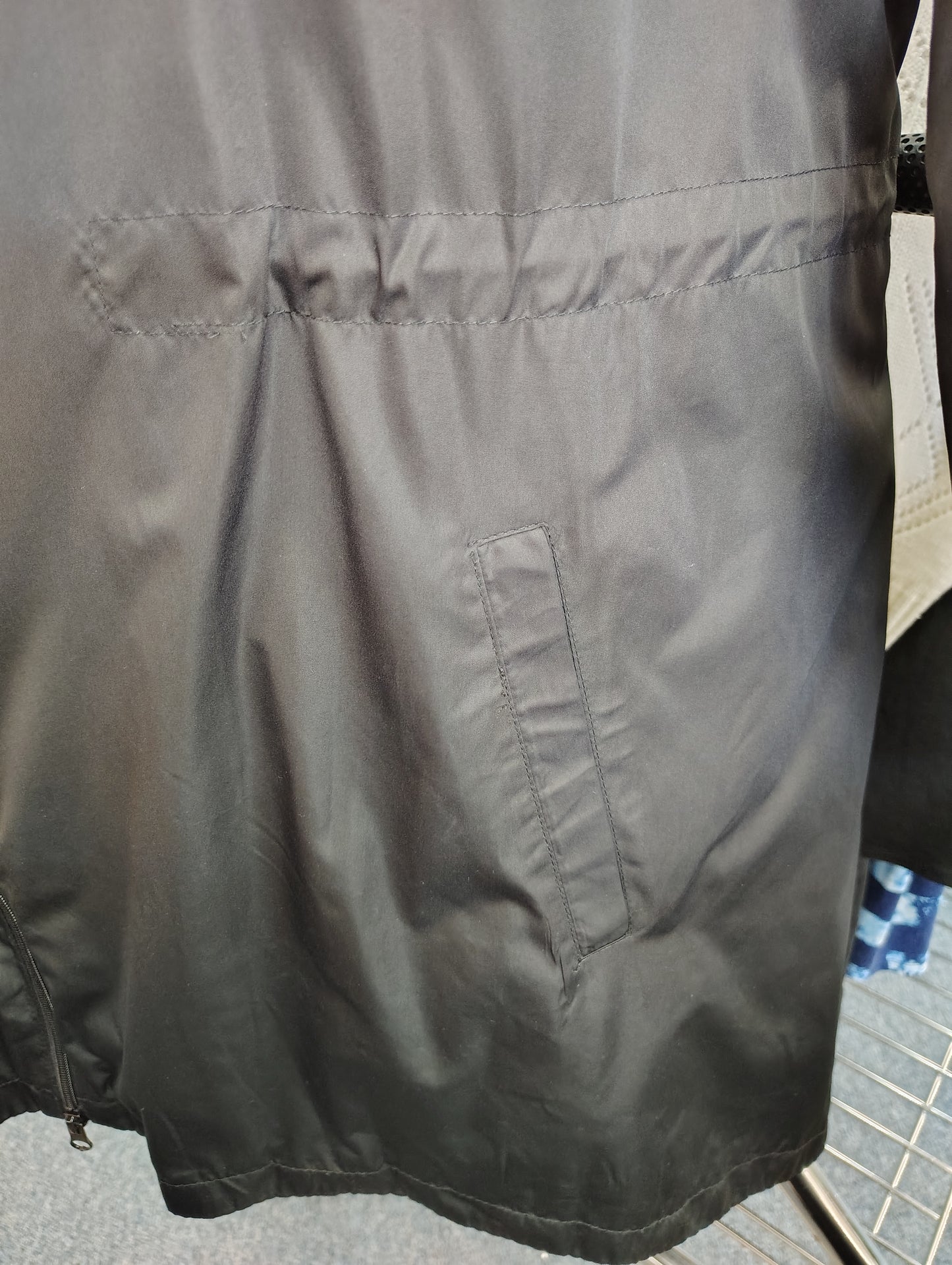 Stylus black long rain jacket with hood size 2x