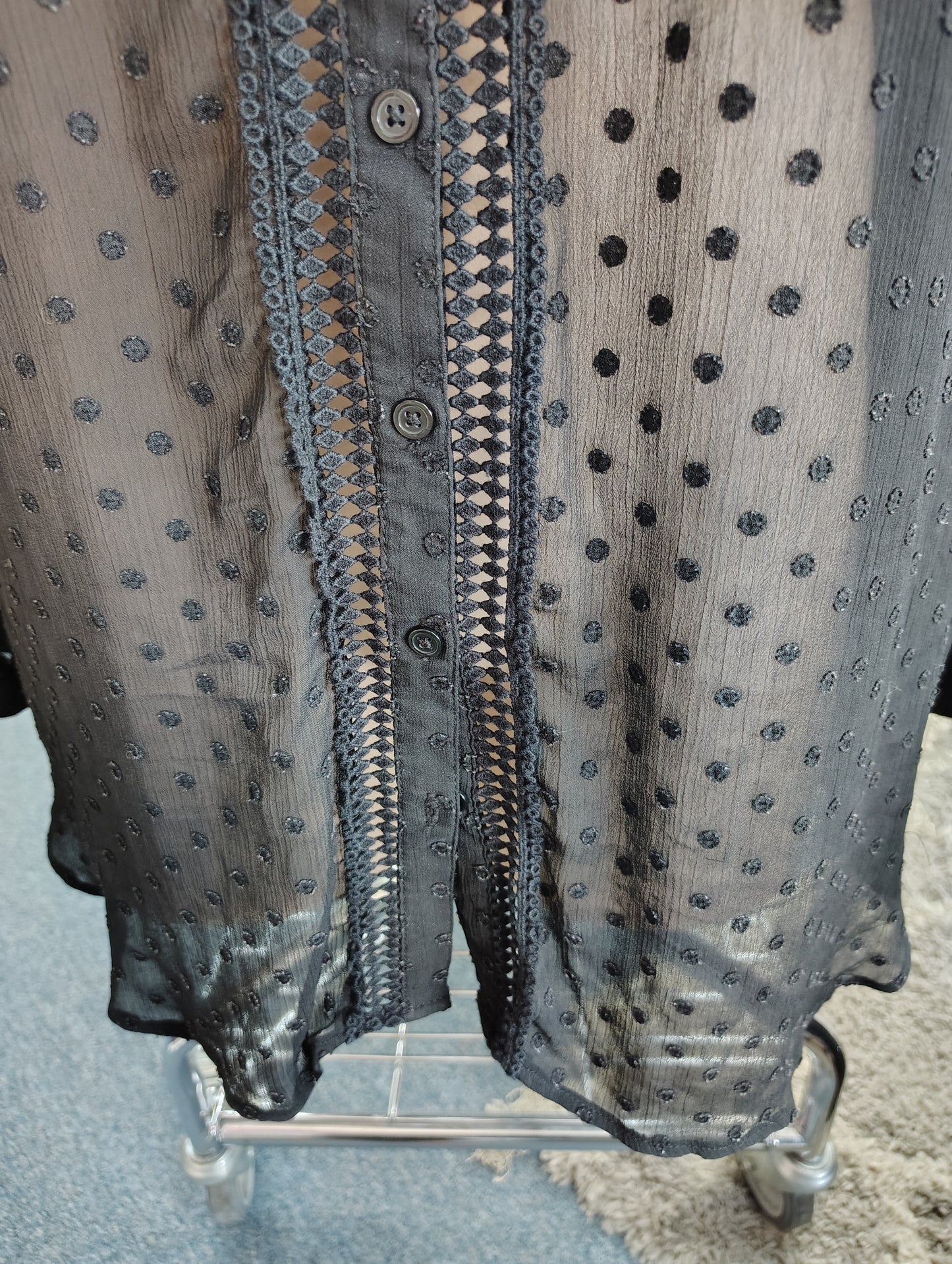 Torrid black raised dot semi sheer long sleeve dressy top size 6x