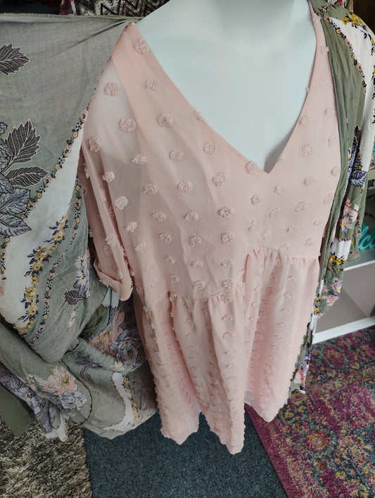 Kirundo blush pink raised dot babydoll dress xl