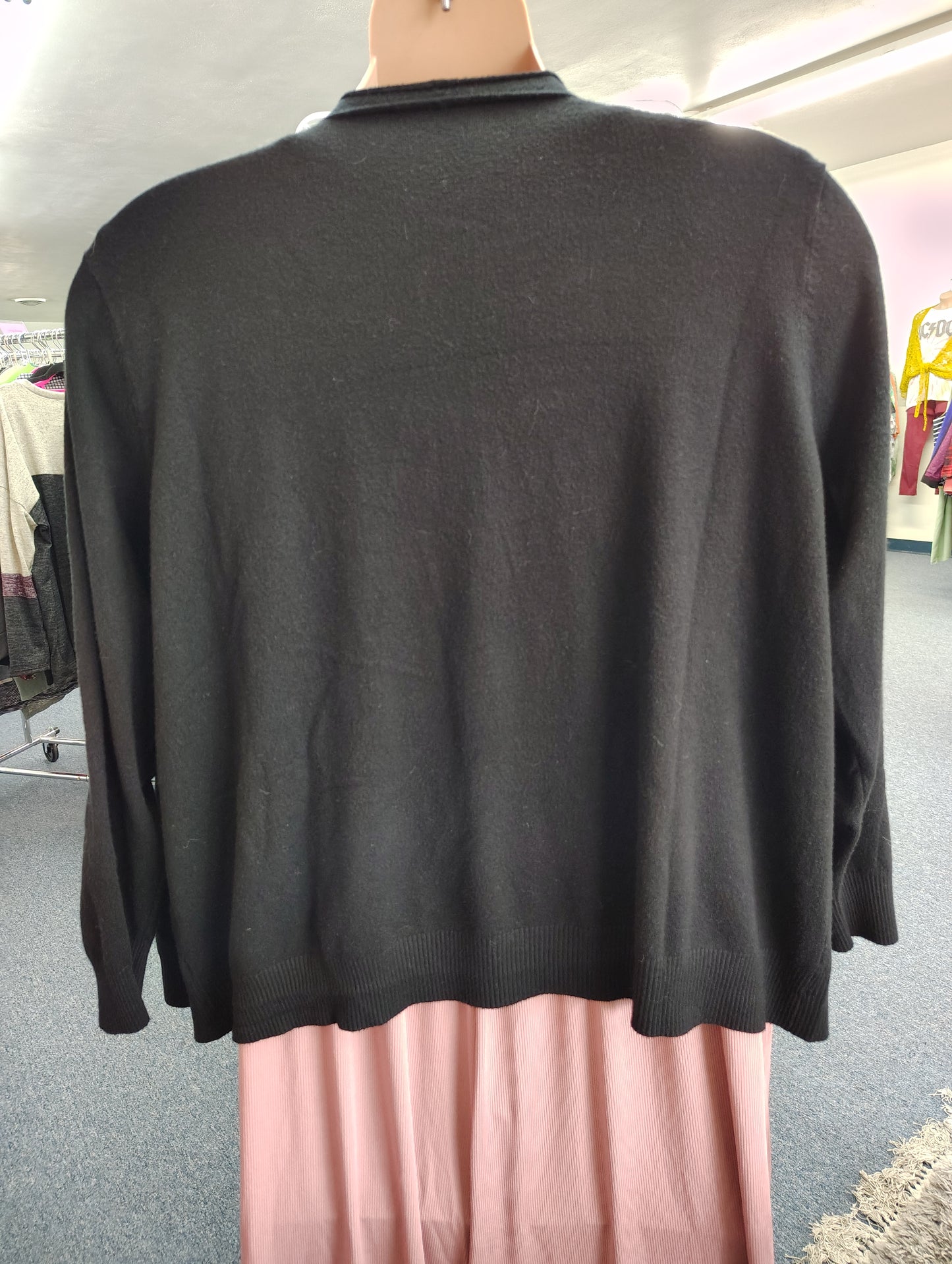 Aaeda black cardigan with raised flowers size 2x