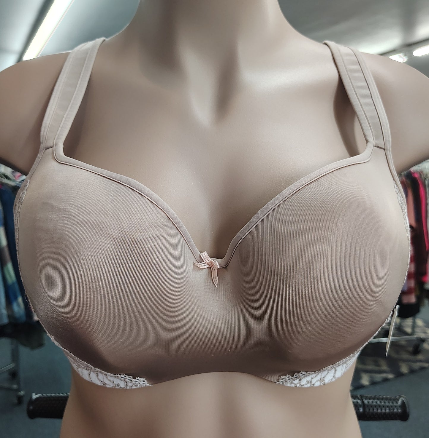 Cacique lightly lined balconette nude with lace size 44C