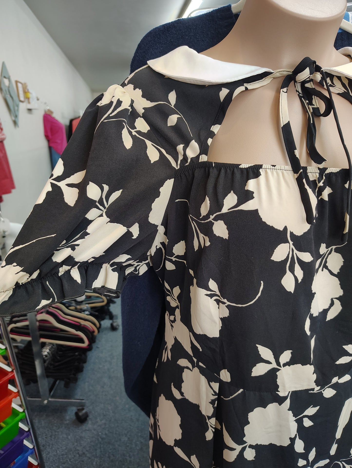 Wednesday inspired floral maxi dress with collar 2x