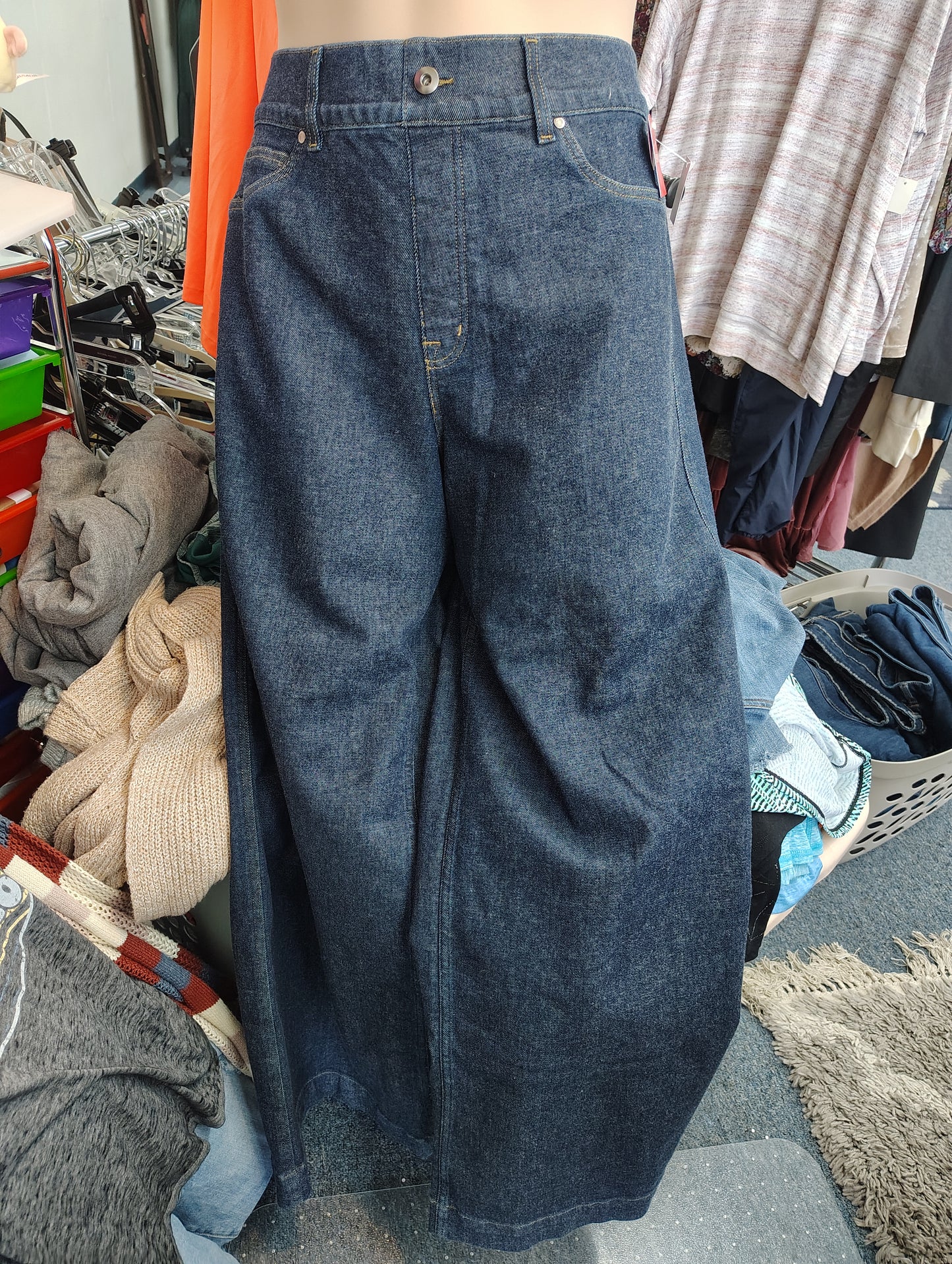 Spanx NWT dark wash super wide leg baggy jeans size 2x