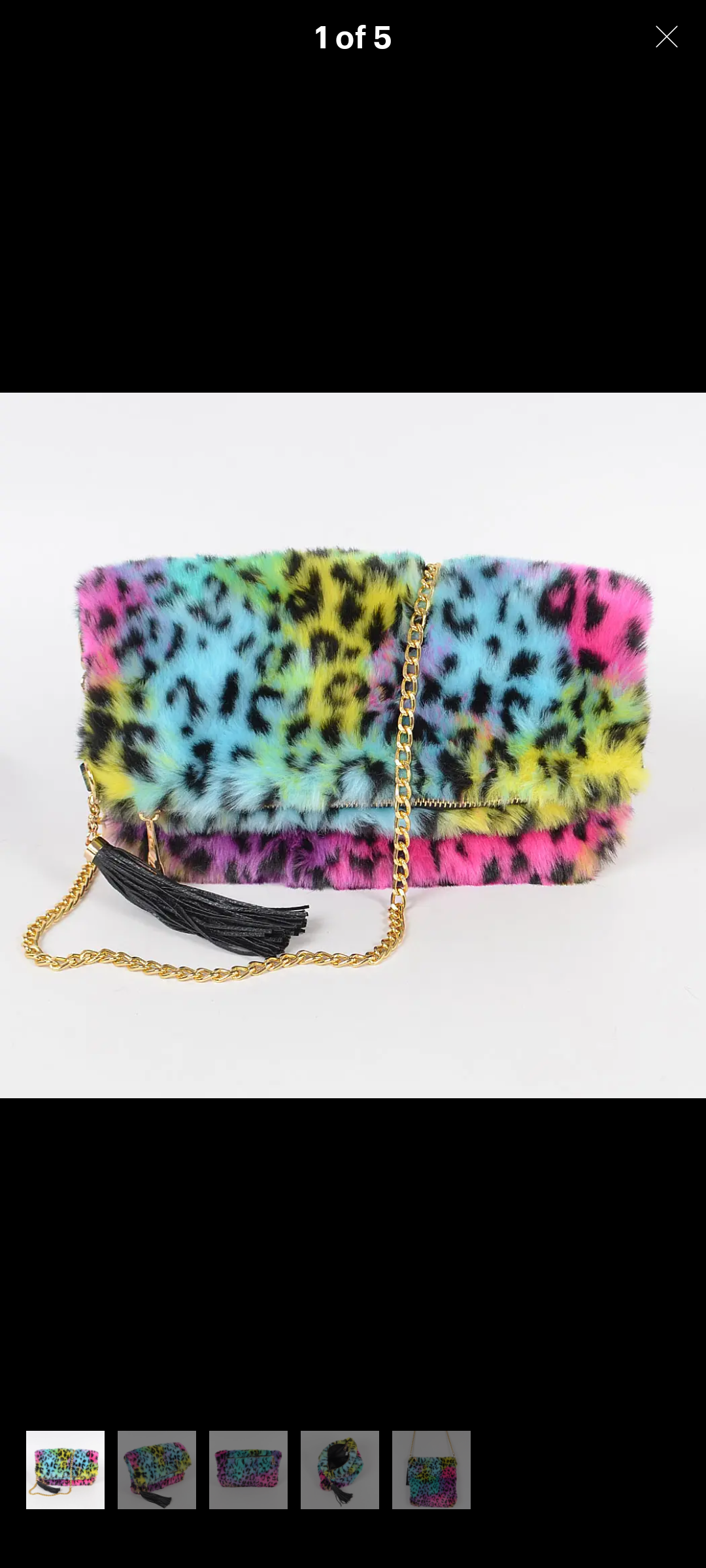 New fuzzy rainbow crossbody clutch bag