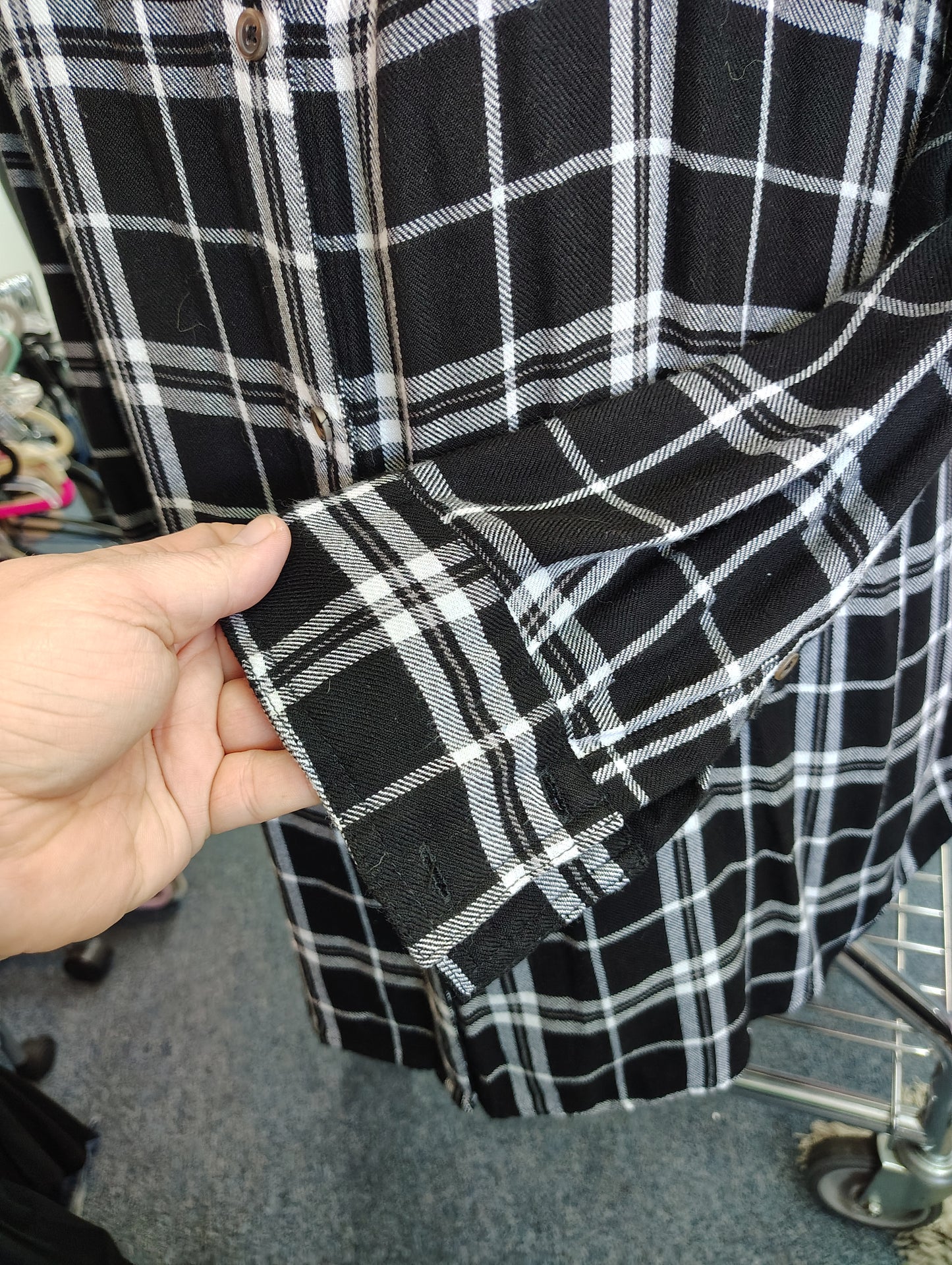 Ava & Viv black and white plaid tunic button front shirt 4x