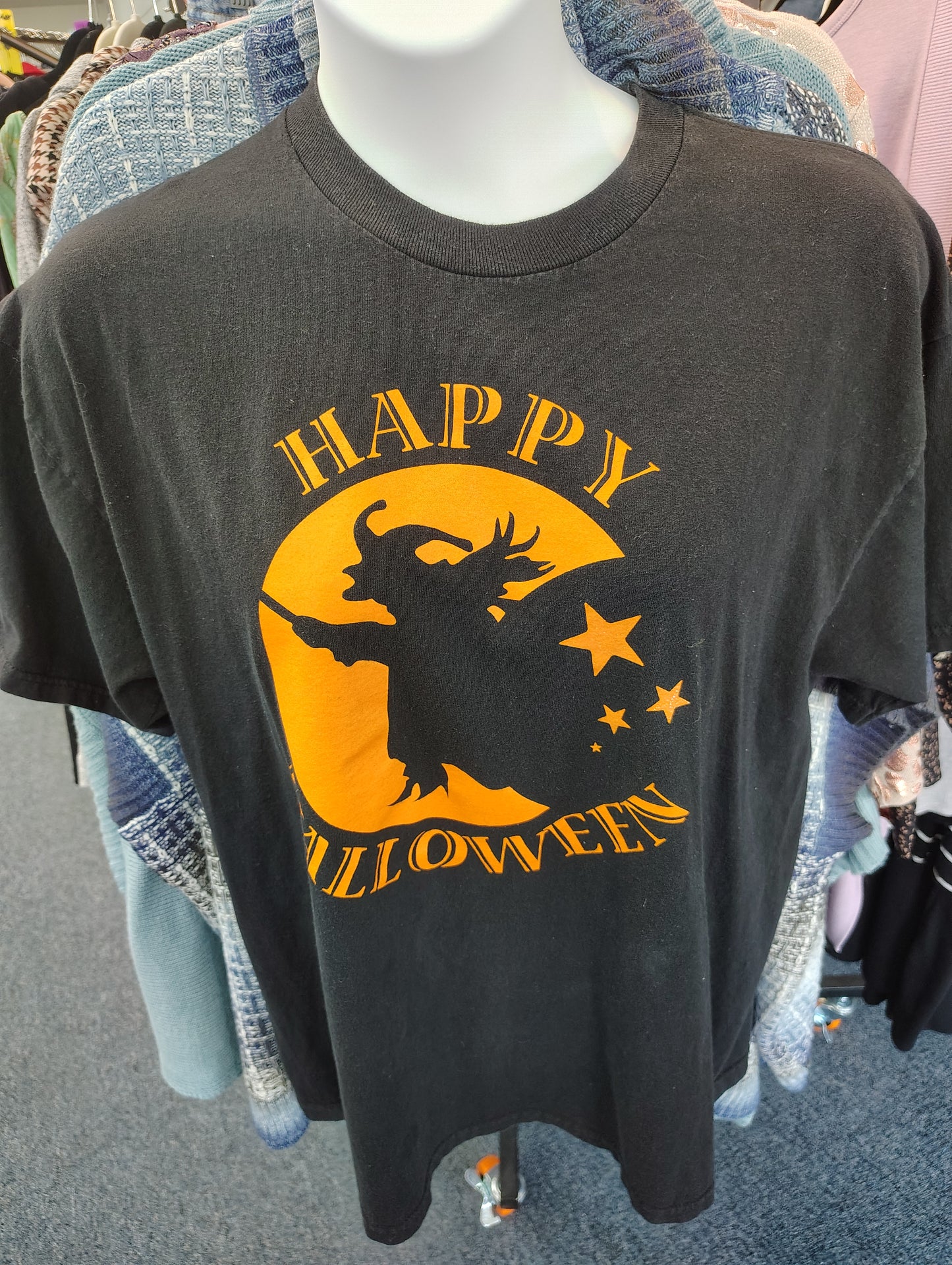 Happy Halloween black witch tee size xl