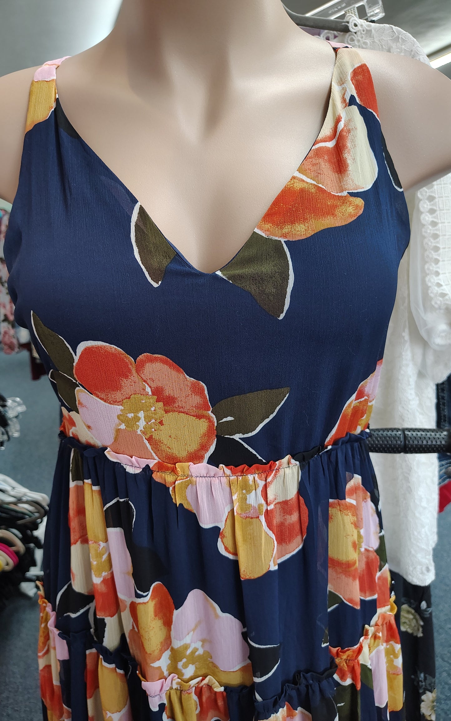 Maurices floral tiered maxi dress size 2x runs big