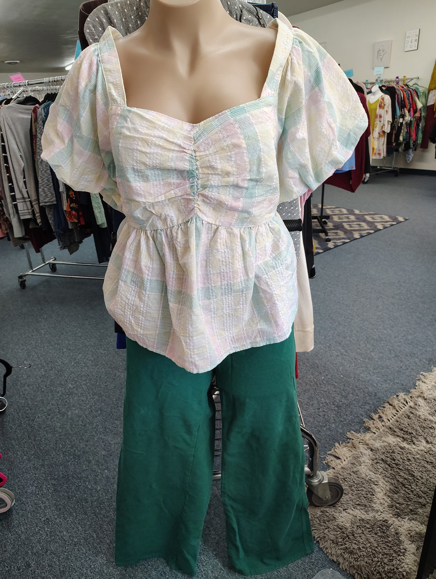 Old Navy plaid babydoll crop top size 4x