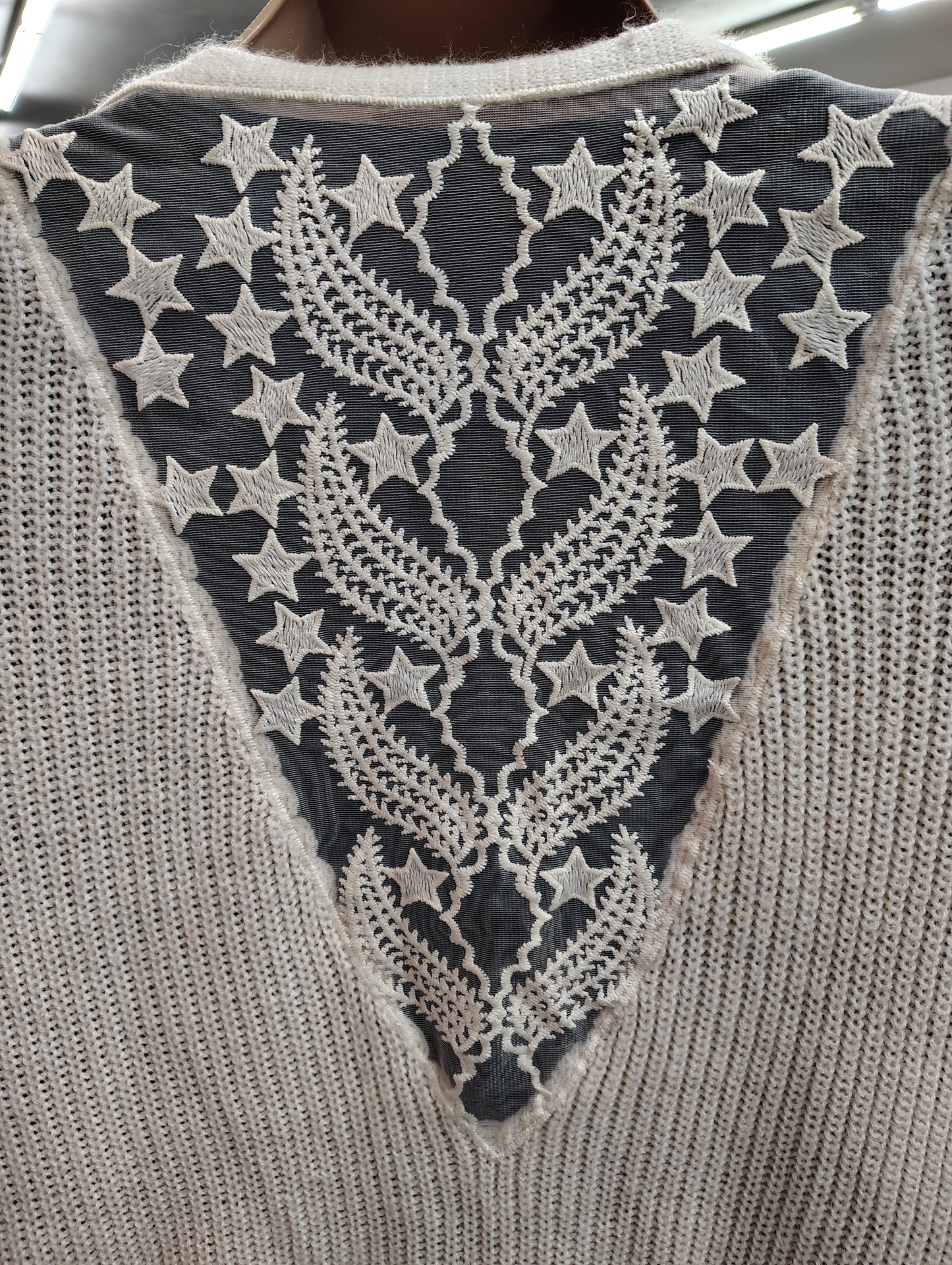 Cream cardigan sweater with lace star back size 3x