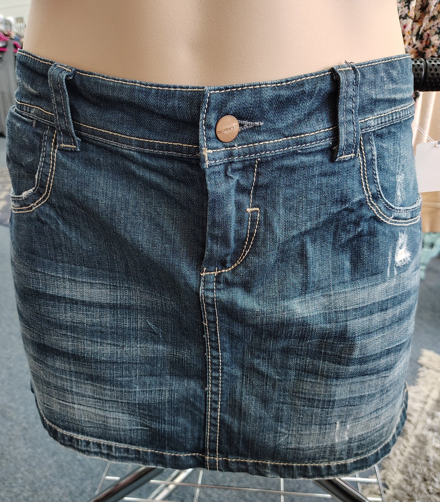 Retro Maurices denim mini skirt size 18 (Fits like 16)
