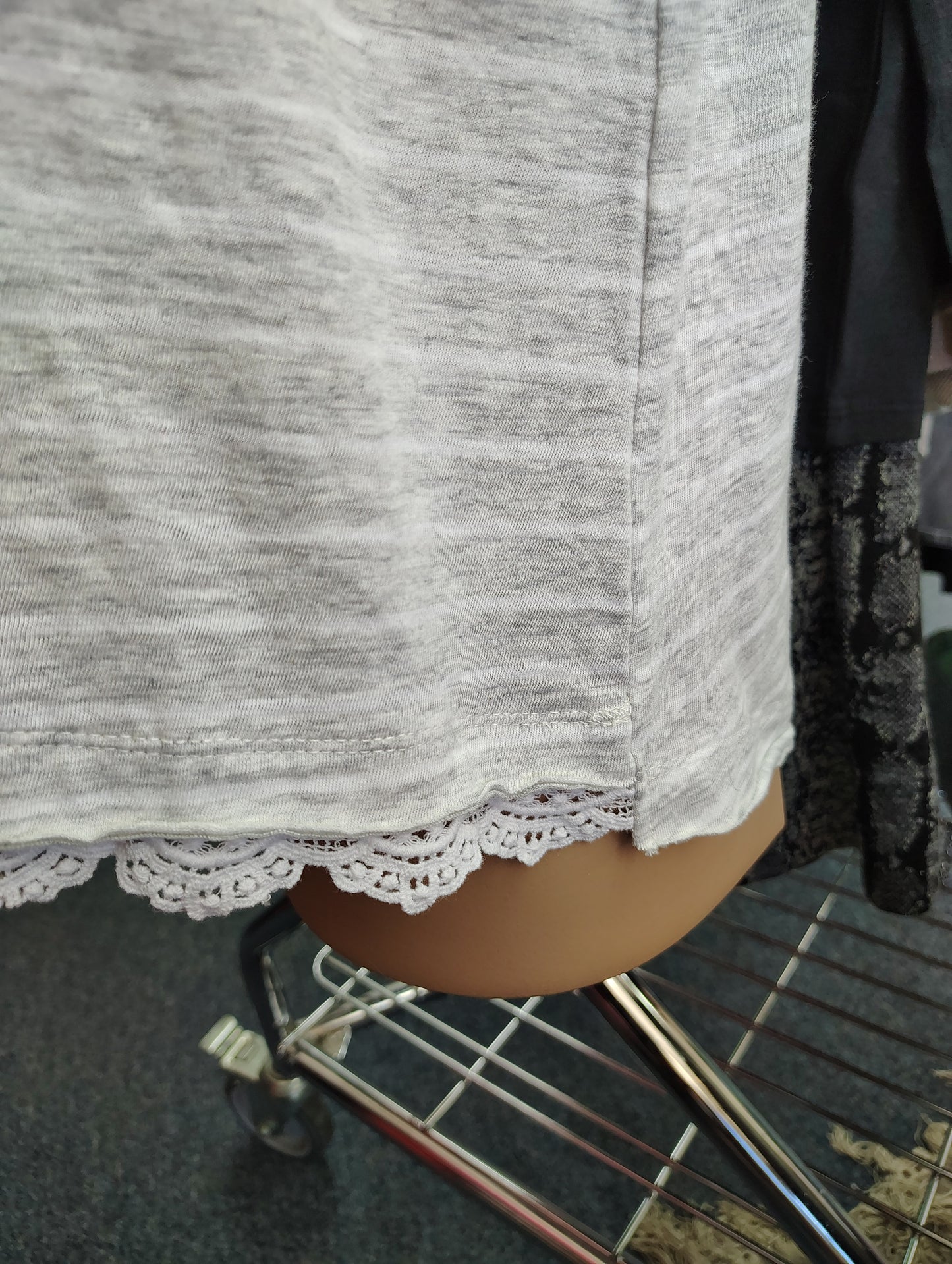 Westbound gray striped tee with lace bottom size 1x