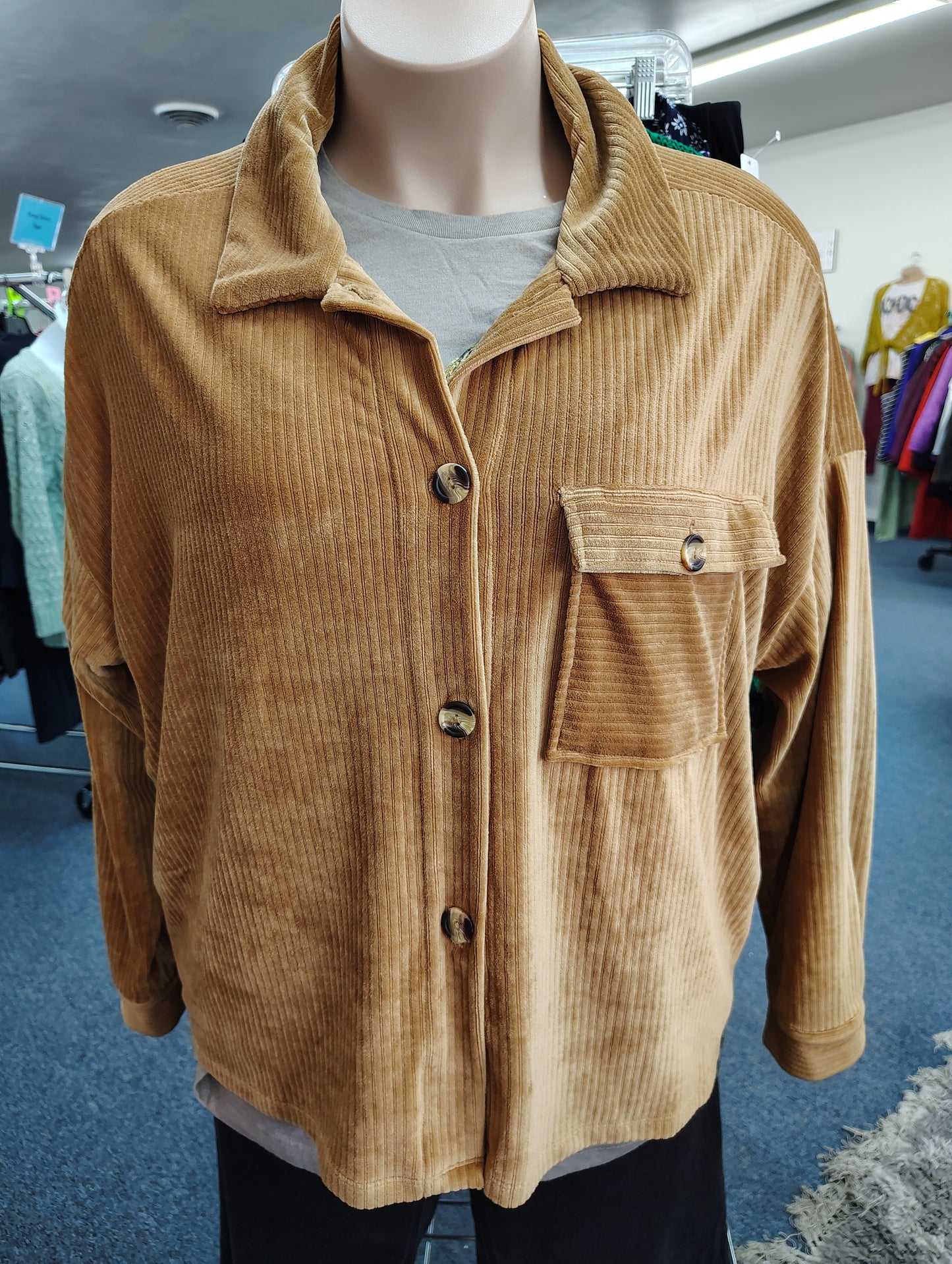 Gilli brown corduroy soft shacket size 1x trendy