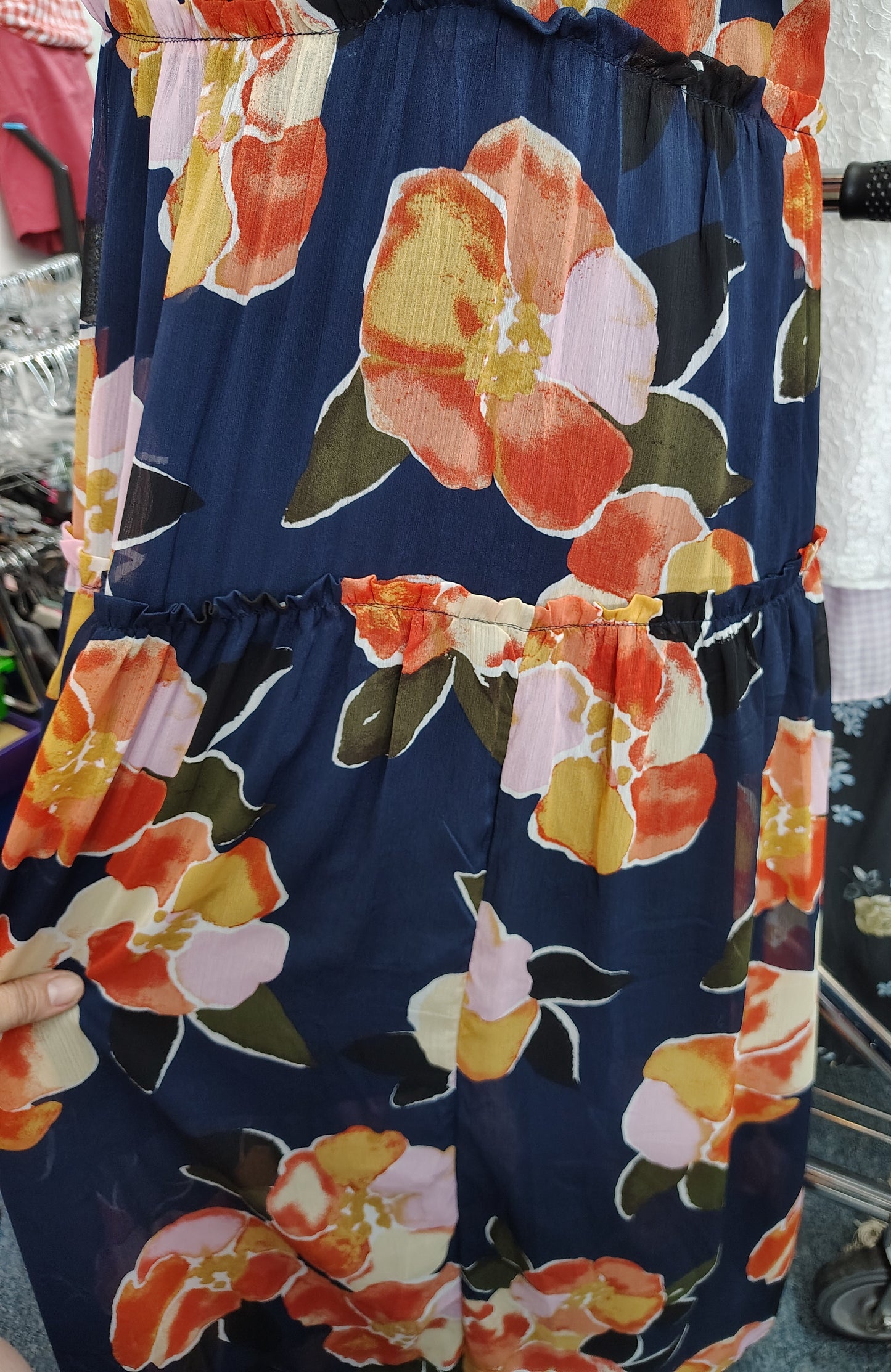 Maurices floral tiered maxi dress size 2x runs big