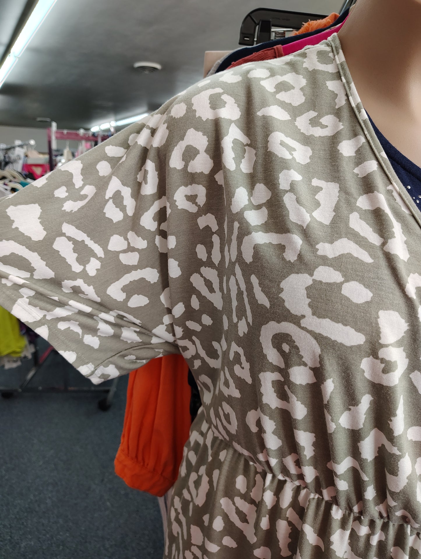 Perfect Peach leopard print green mini dress 3x