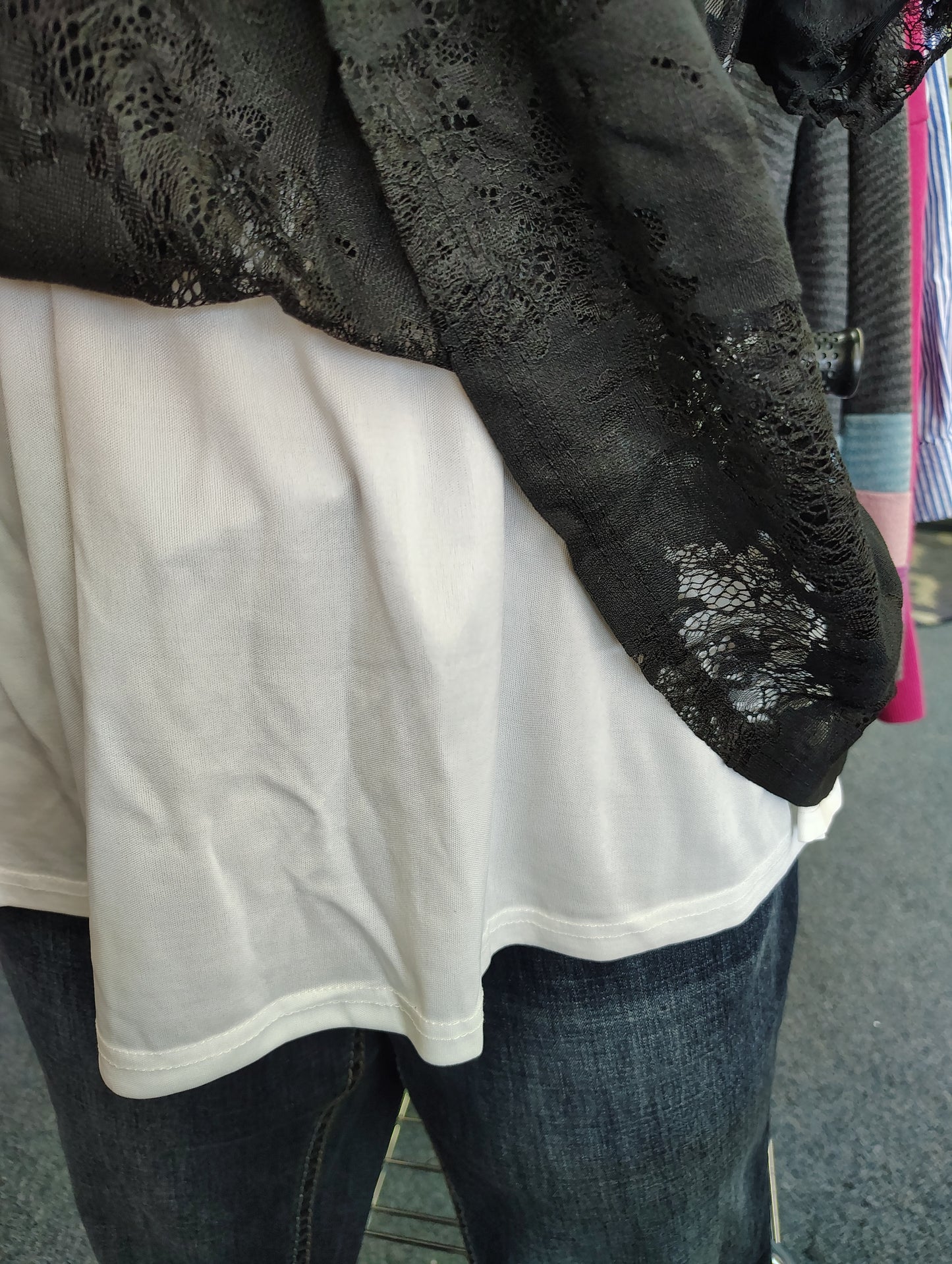 Bloomchic NWT black and white lace babydoll top size 2x 18/20