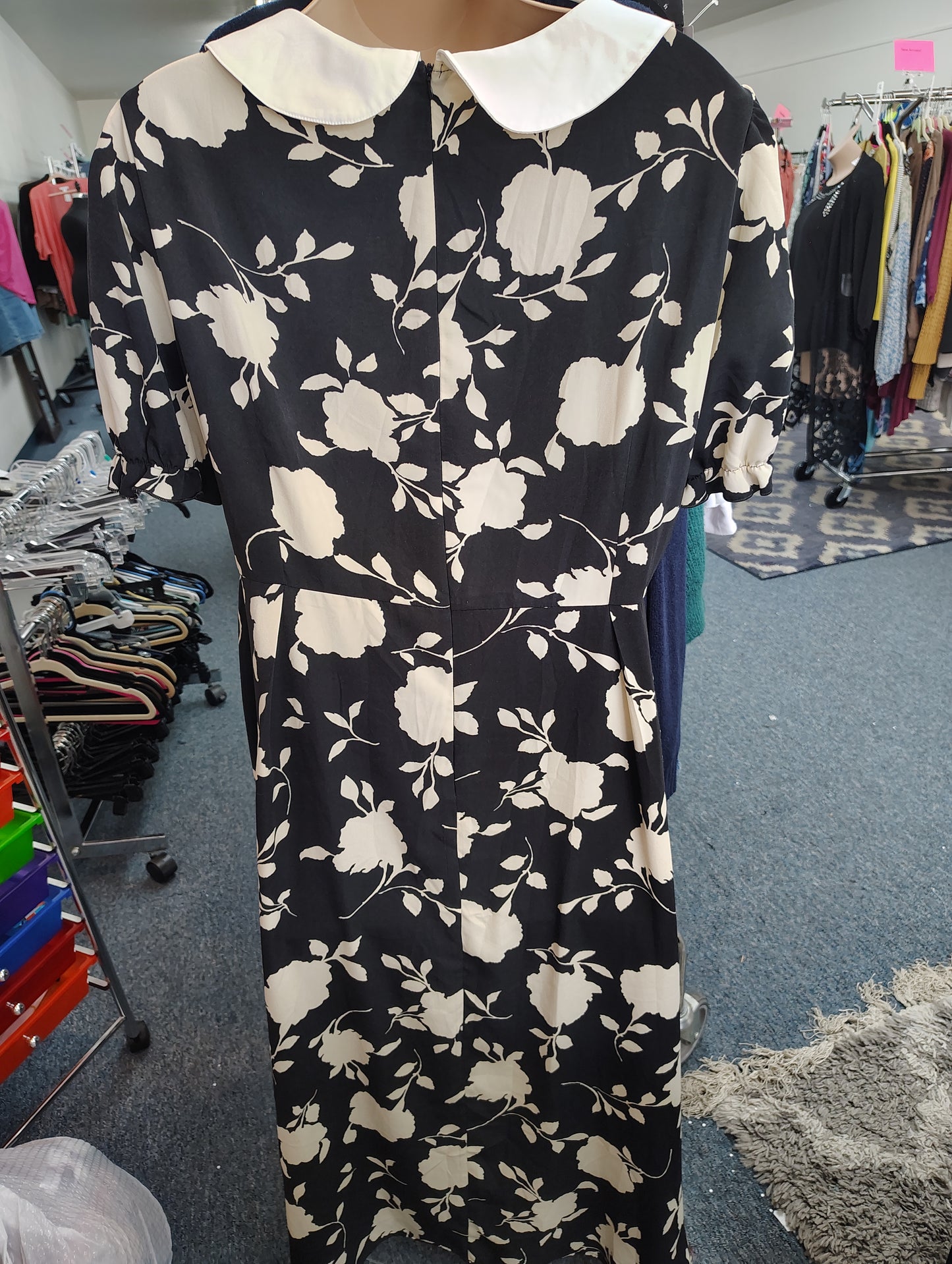 Wednesday inspired floral maxi dress with collar 2x
