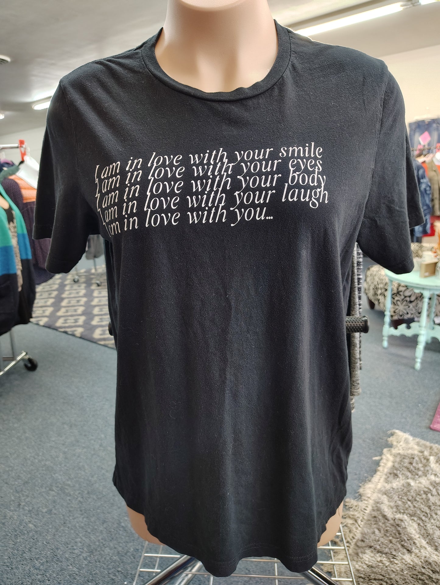 In love with you black graphic tee xl