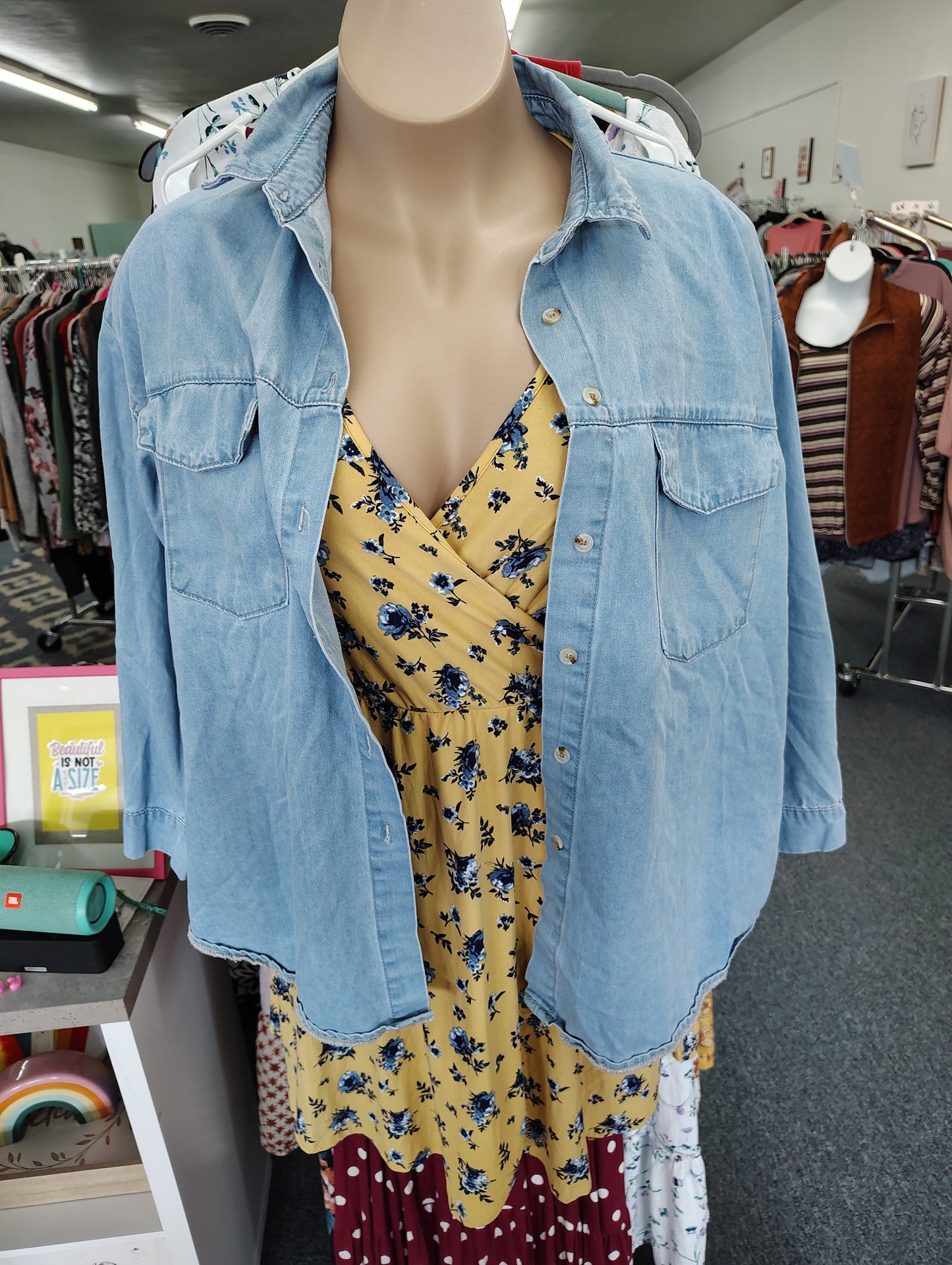 No Boundaries yellow floral soft mini dress size 1x/2x