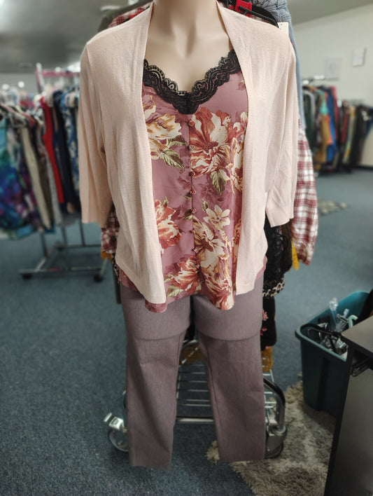 Worthington light pink lightweight cardigan size 1x