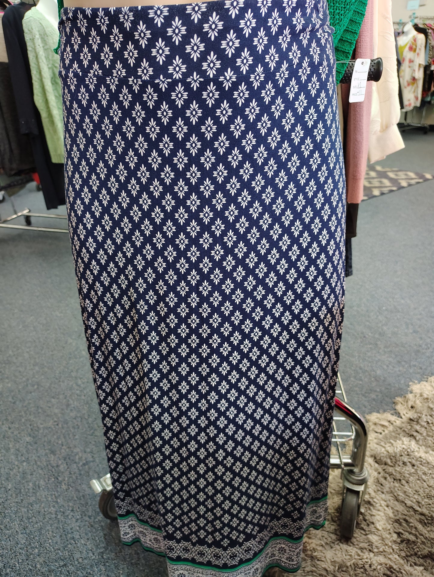 Liz Claiborne blue and green knit maxi skirt size xl