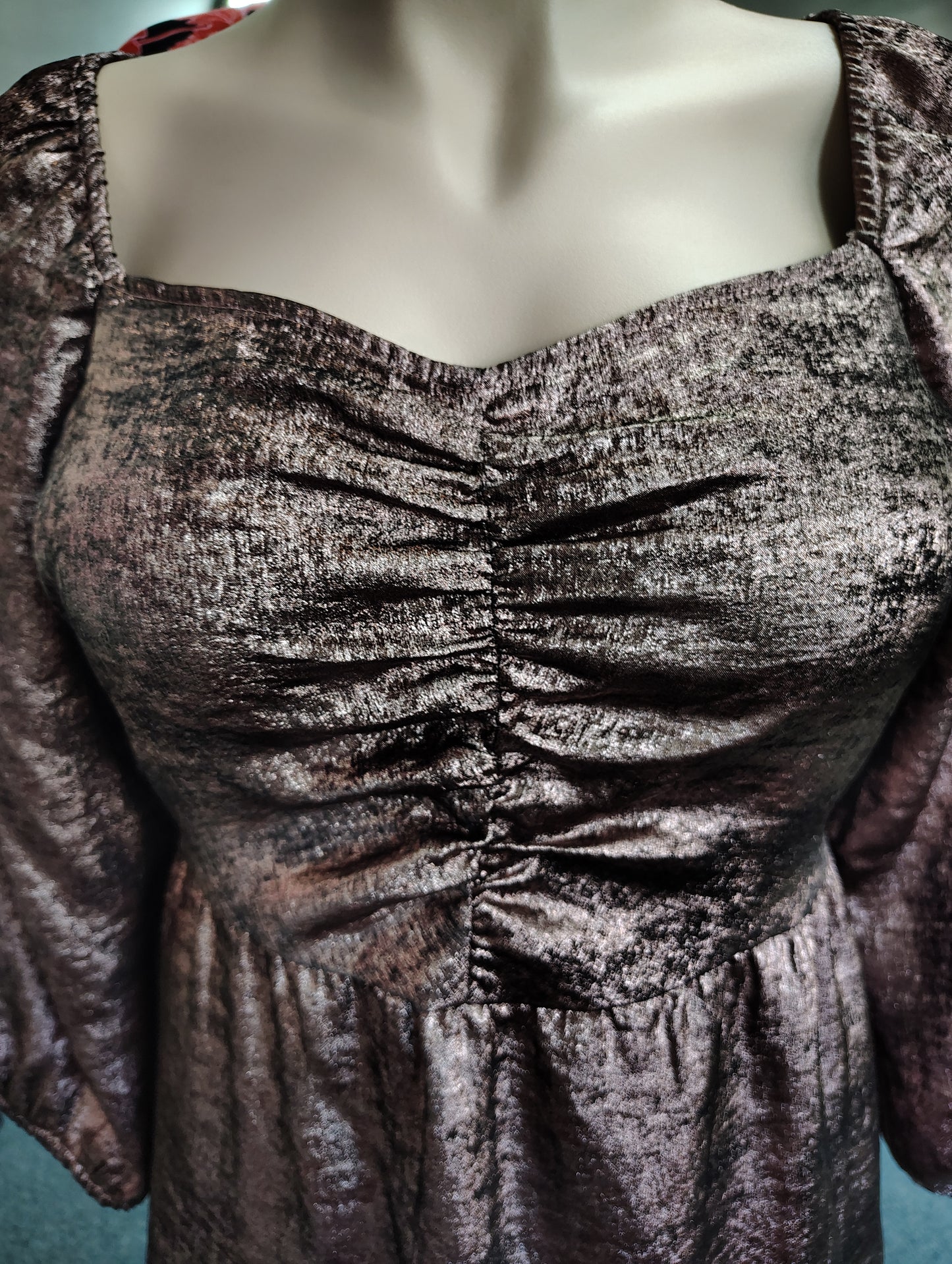 Lane Bryant iridescent rose gold babydoll top 22 3x