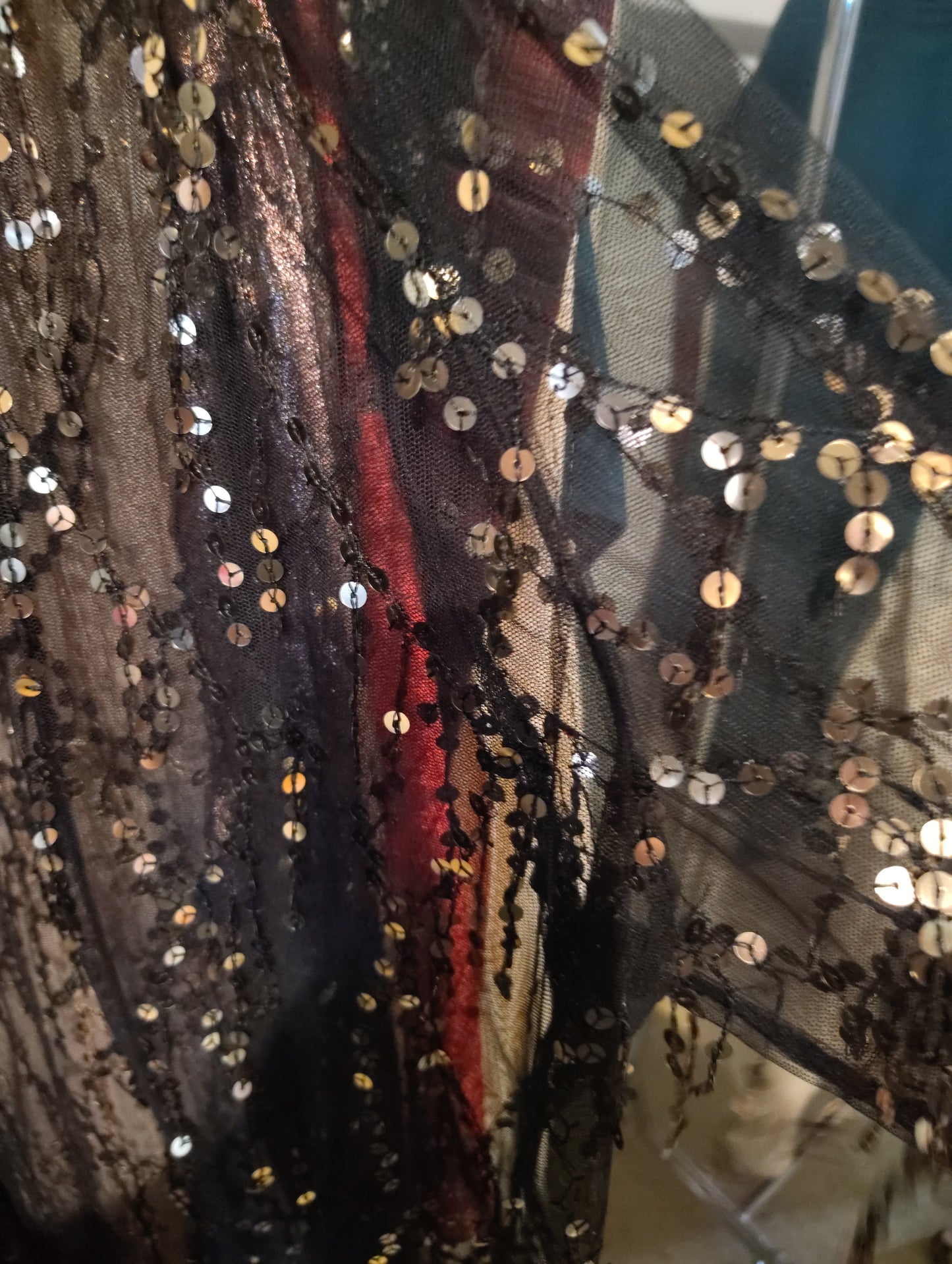 Black and silver sequin open front coverup jacket size 1x